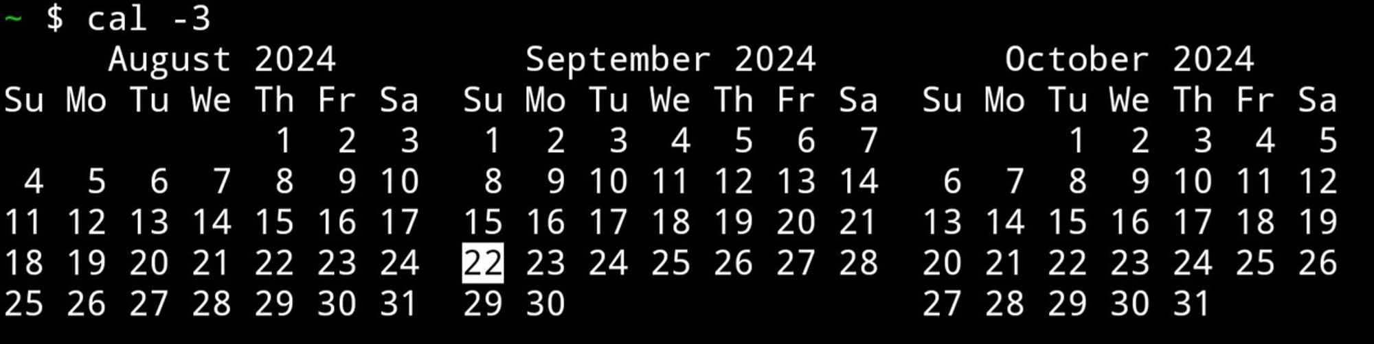 Command line calendar