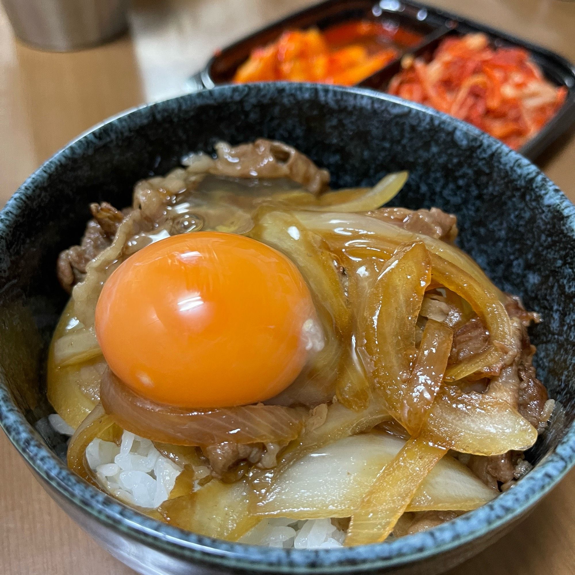 いつかの晩ごはん。牛丼たまご入