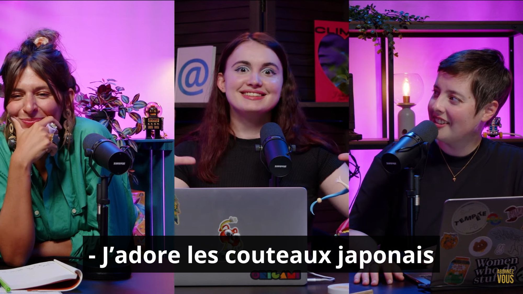 Héloïse annonce qu'elle adore les couteaux japonais avec une expression vaguement menaçante.