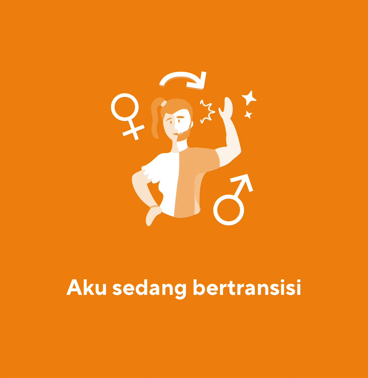 "Aku sedang bertransisi" means "I am transitioning" in Indonesian.