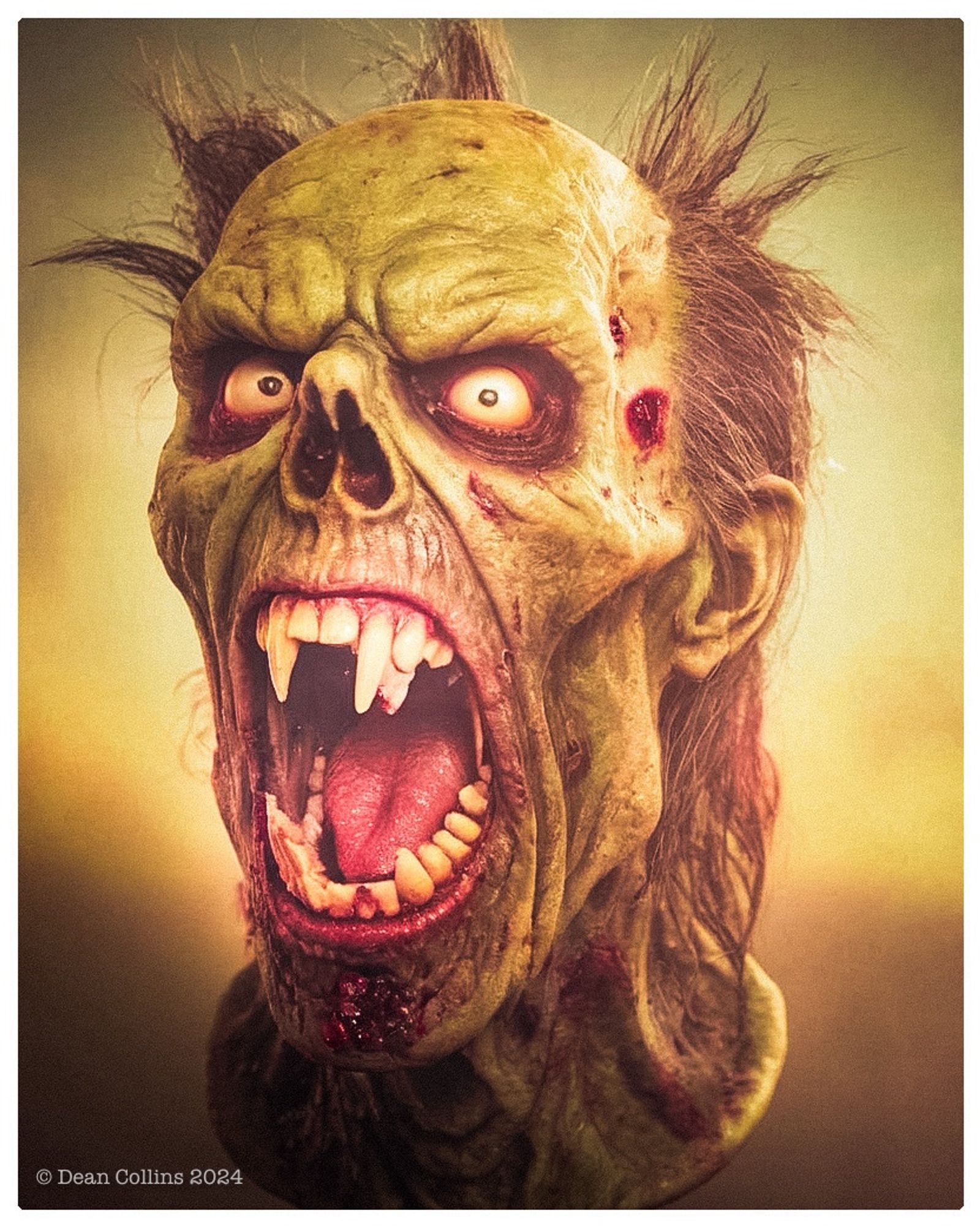 Photo realistic AI rendering of a zombie head