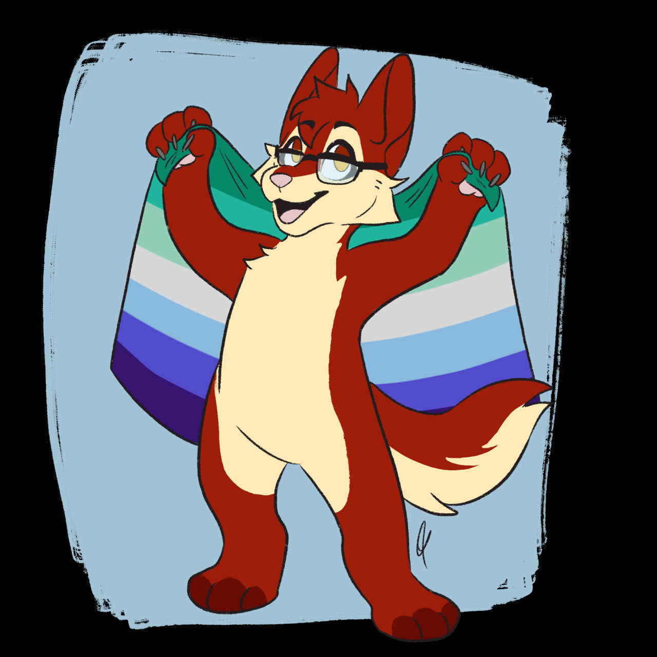 happy lil gay furball waving his pride flag