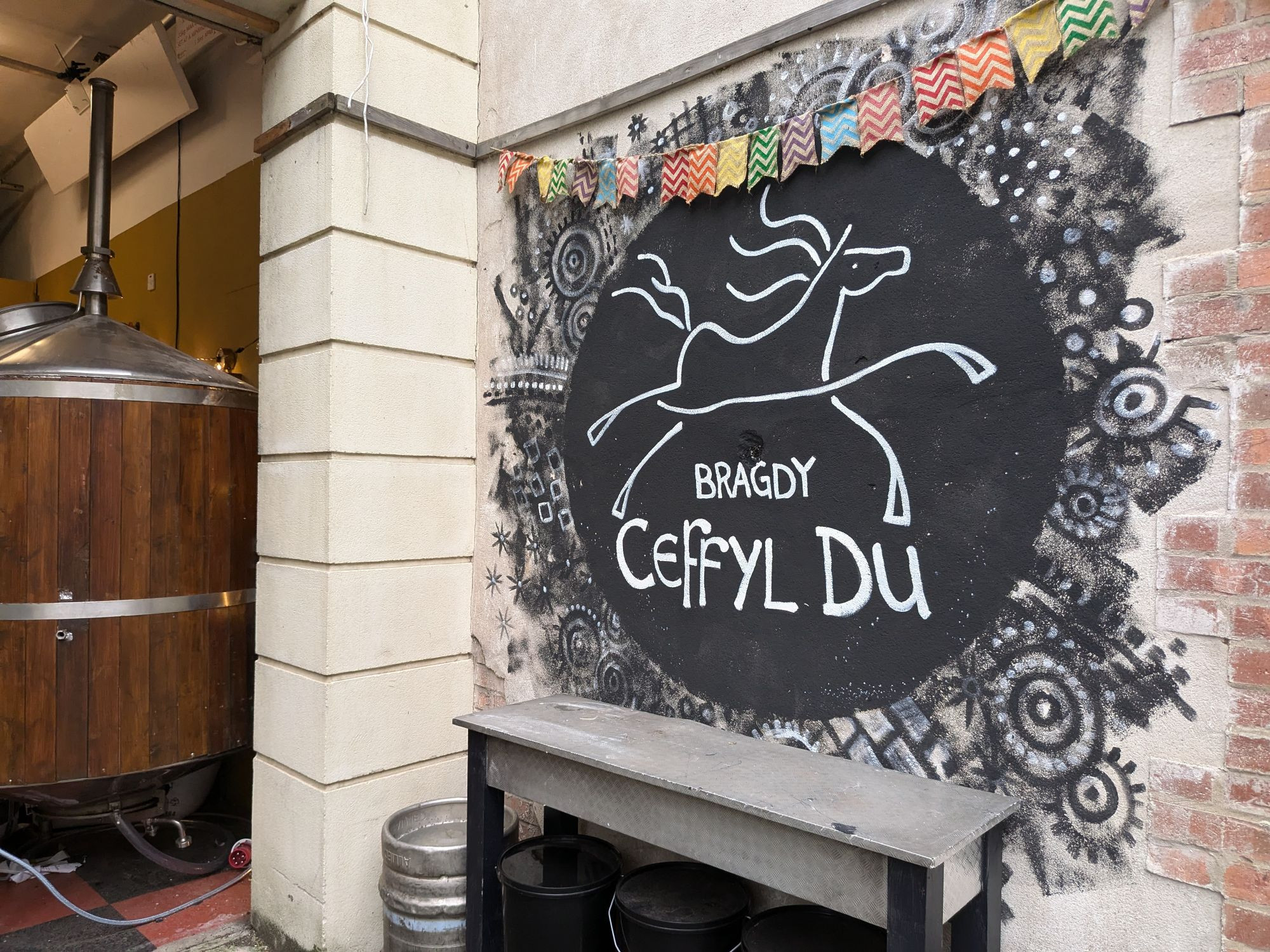 The Ceffyl Du logo painted on the wall