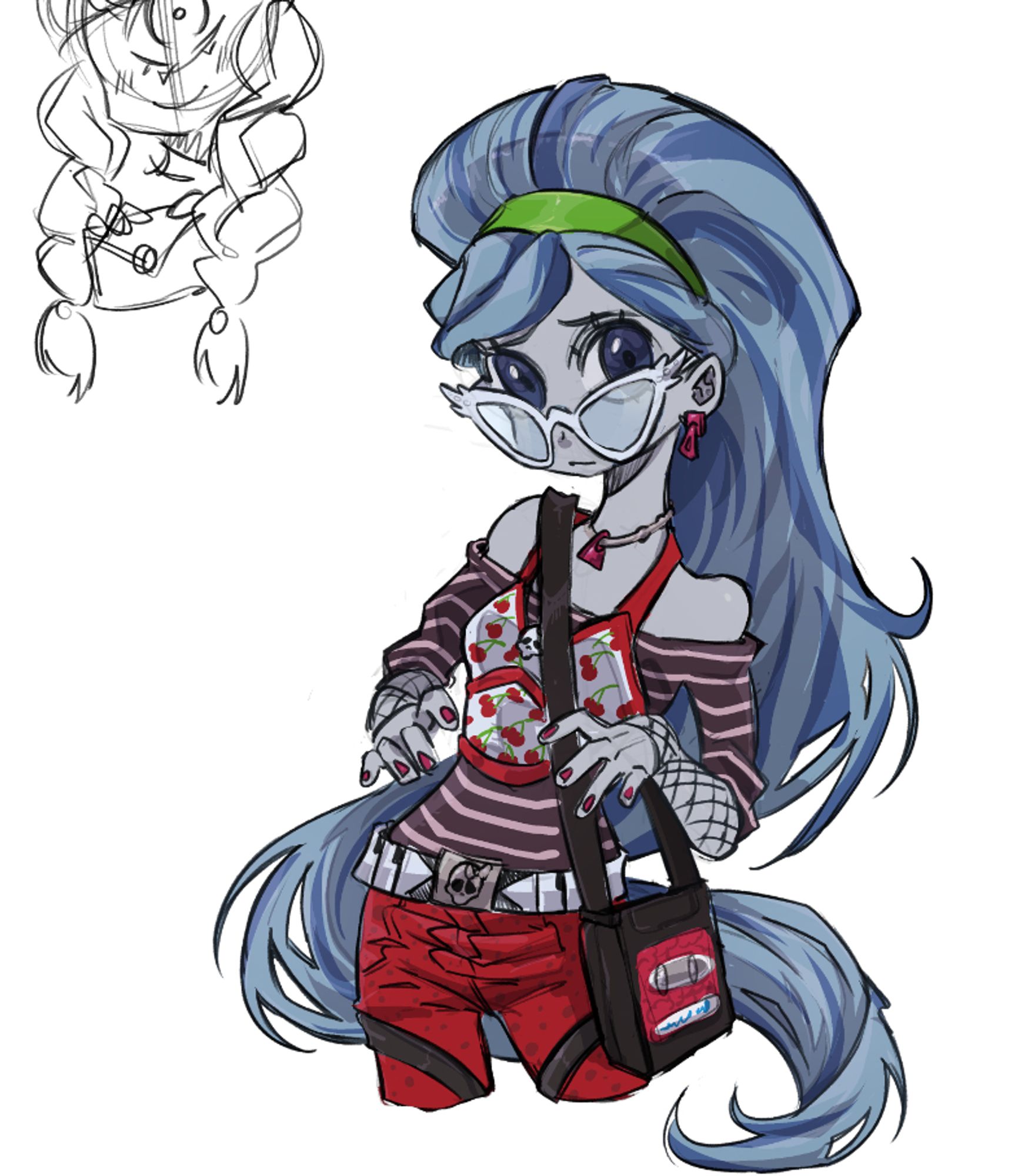 Ghoulia Yelps from monster high and a lil doodle of iris ciclops