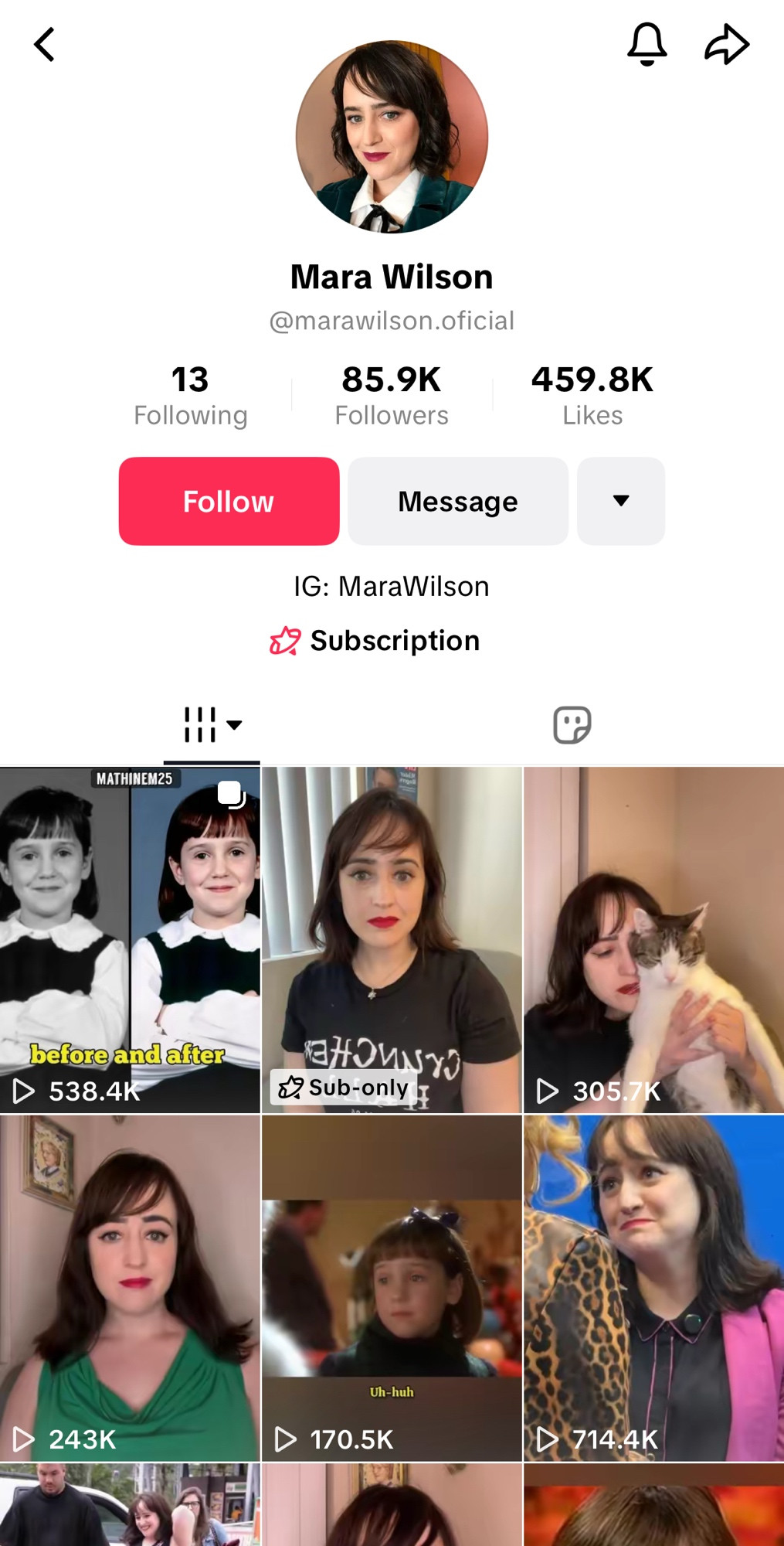 A TikTok account called “@MaraWilson.Oficial” that is not me.