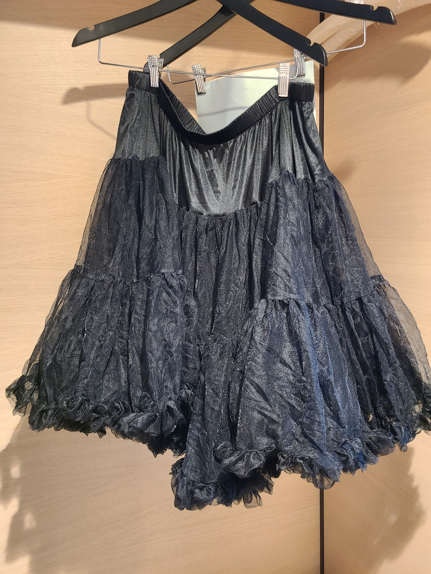 A black crinoline on a hangar