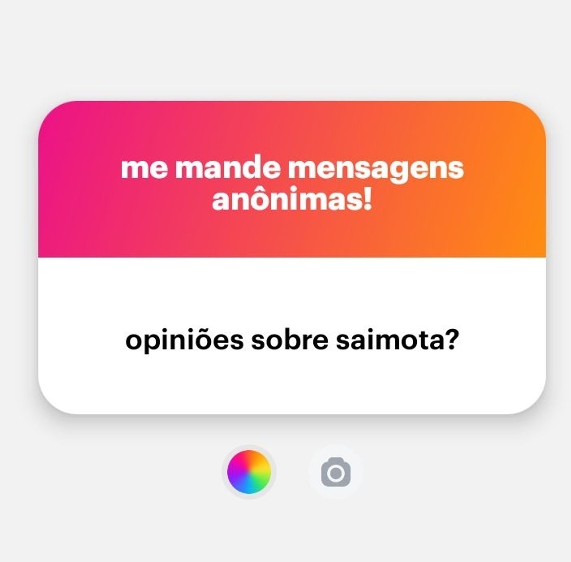 Print do ngl com a pergunta " opiniões sobre saimota?