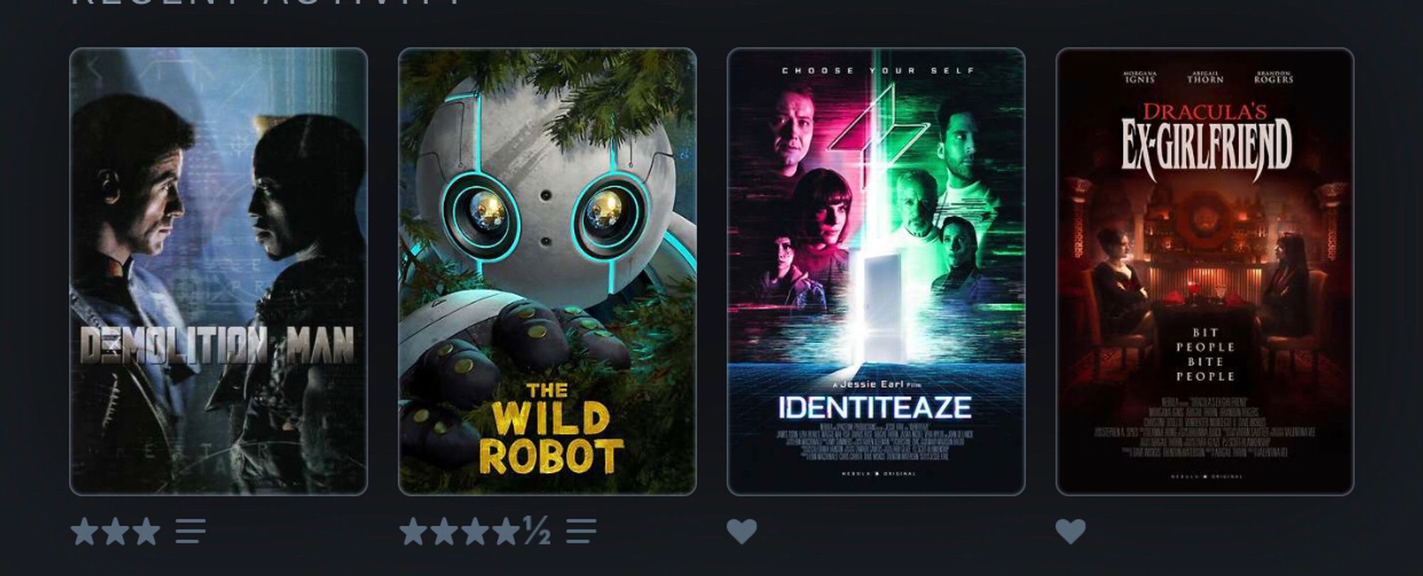 Last four movies watched on Letterboxd