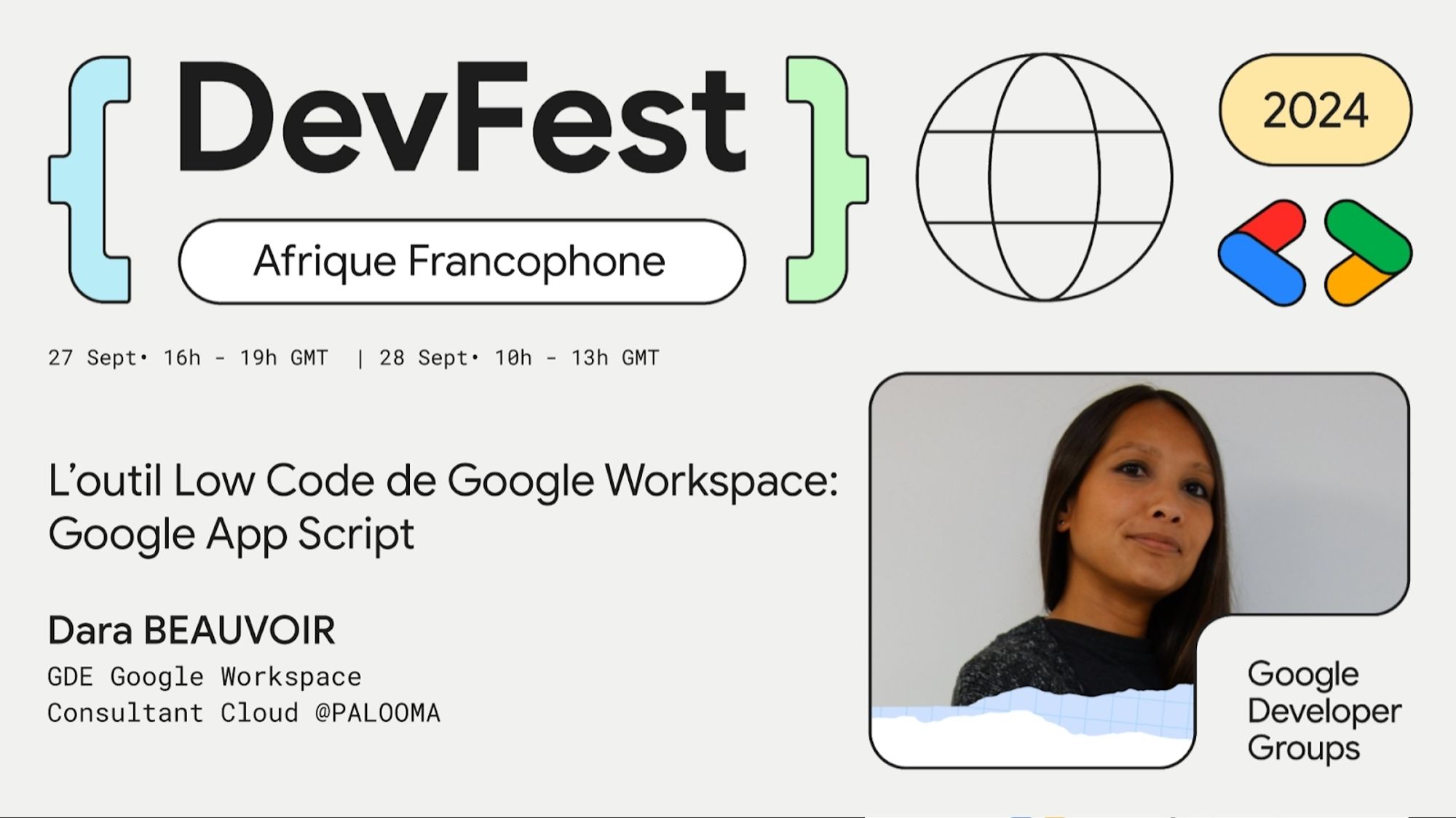 Affiche de mon talk intitulé
L'outil Low Code de Google Workspace: Google Apps Script