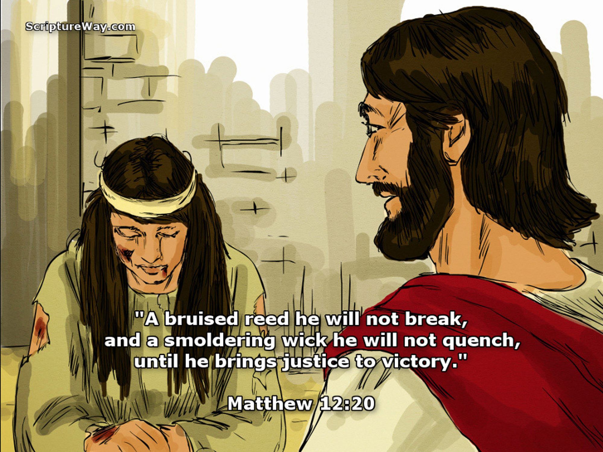 Woman Caught in Adultery - A Bruised Reed He Will Not Break - Matthew 12:20