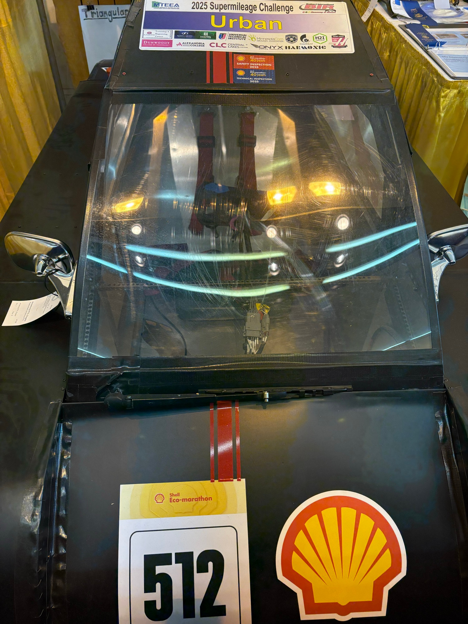 A strange prototype/concept car for a super mileage challenge. This only seats one.