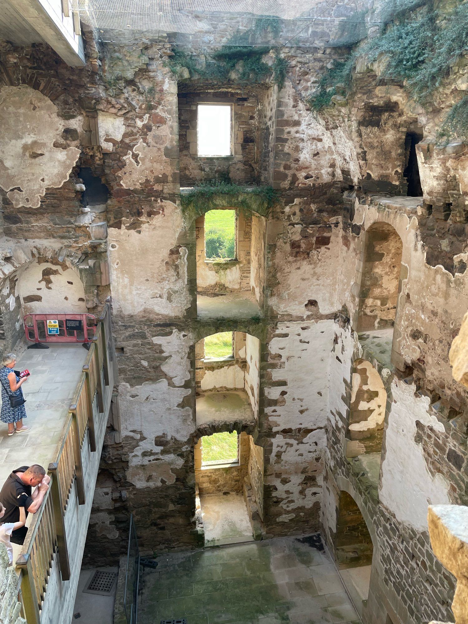 Looking down towards 1st floor level with the towerhouse. It’s enormous, and still structurally-challenged.