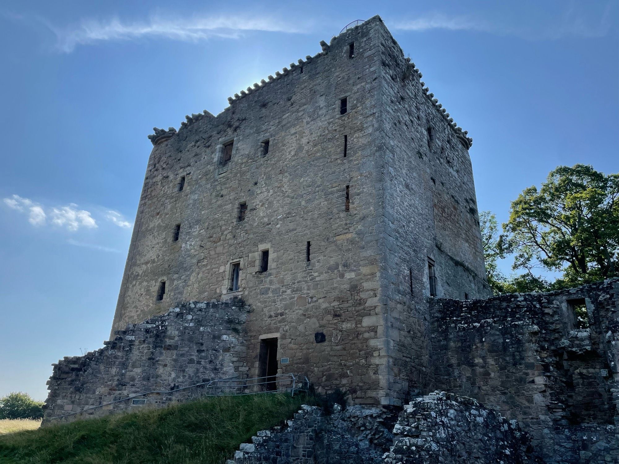 Rebuilt curtain wall section providing support for the east wall of David’s Tower at Spynie.