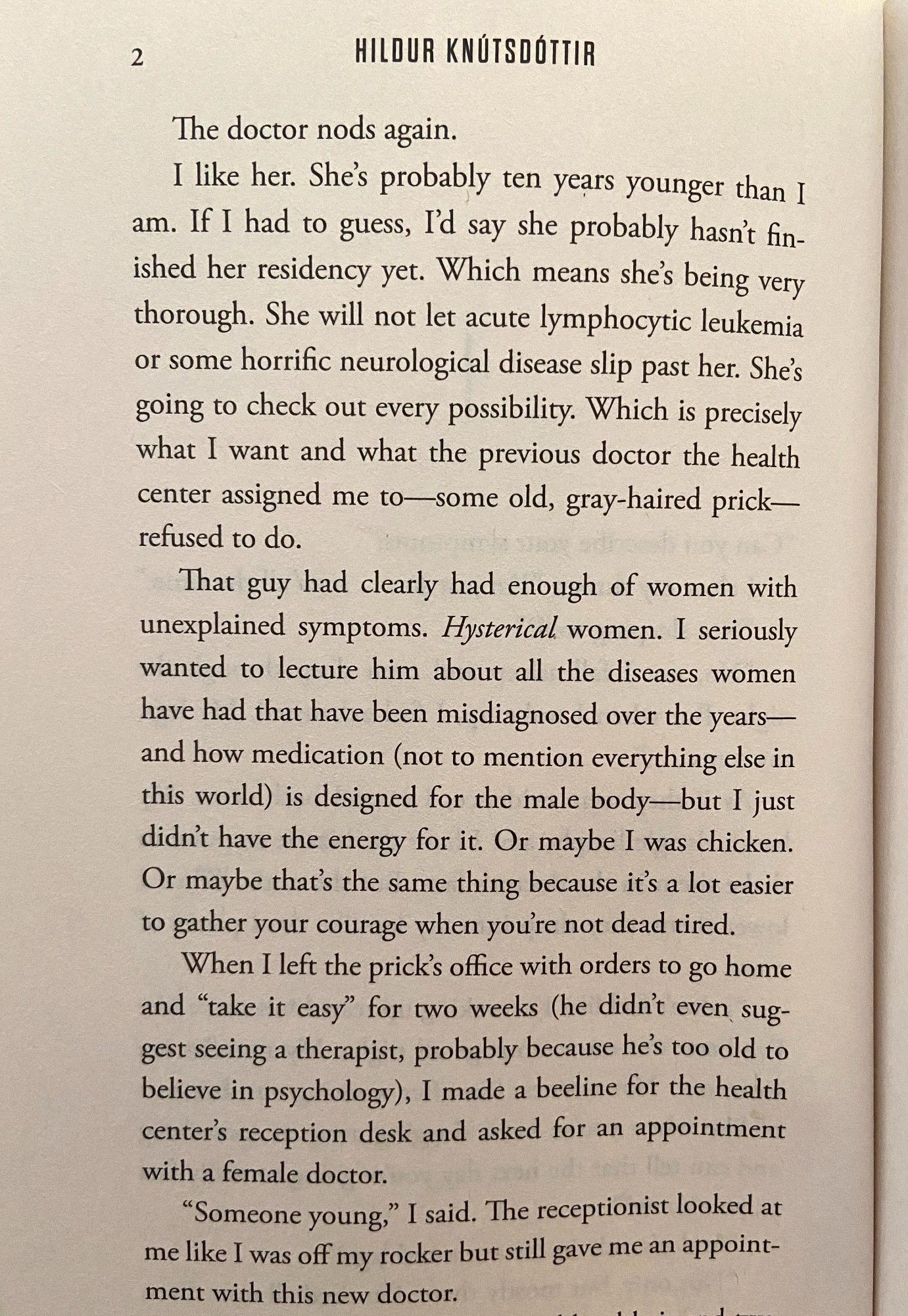 Opening narration continues, with a description that nearly every post-viral fatigue or other chronic illness patient can relate to, especially if female, of having doctors declare that all the blood tests are normal, so why don't you just rest, exercise, see a psychologist, blah-blah-blah-blah we'll cash our lab test checks and thank you very much to just go away now.