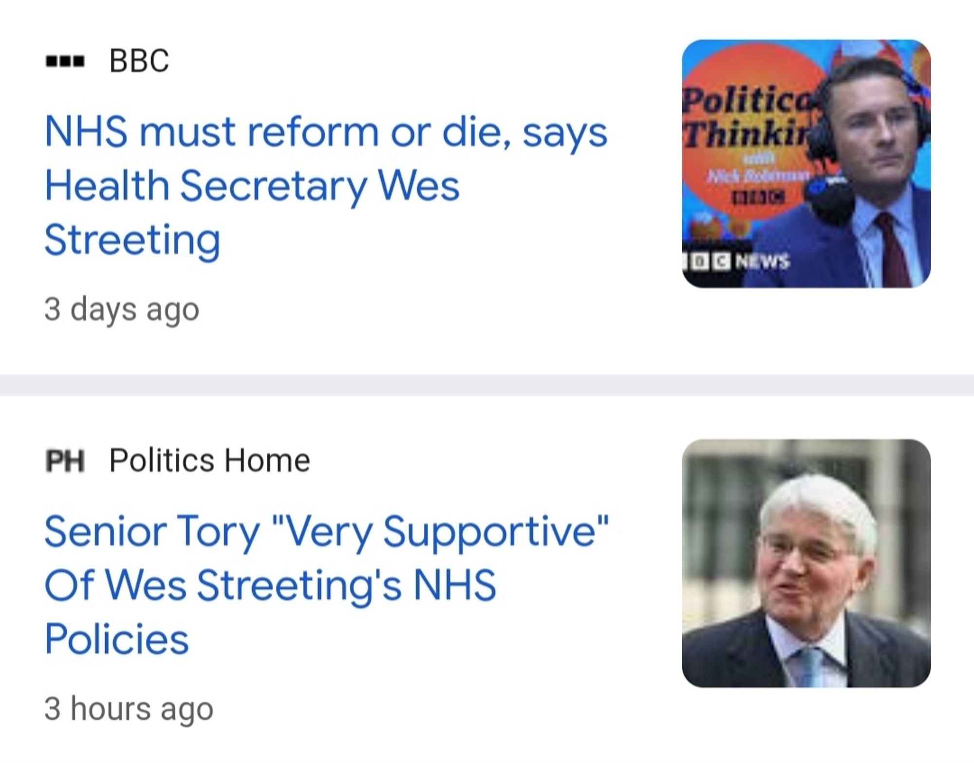 NHS must reform or die, says
Health Secretary Wes
Streeting
Senior Tory "Very Supportive"
Of Wes Streeting's NHS policies