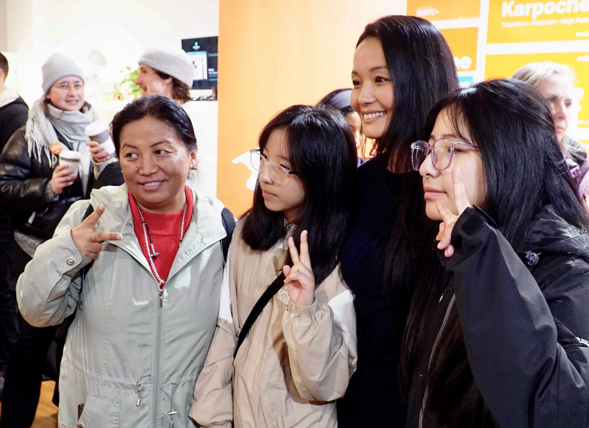 Bhutila Karpoche posing for a photo with three other women.
