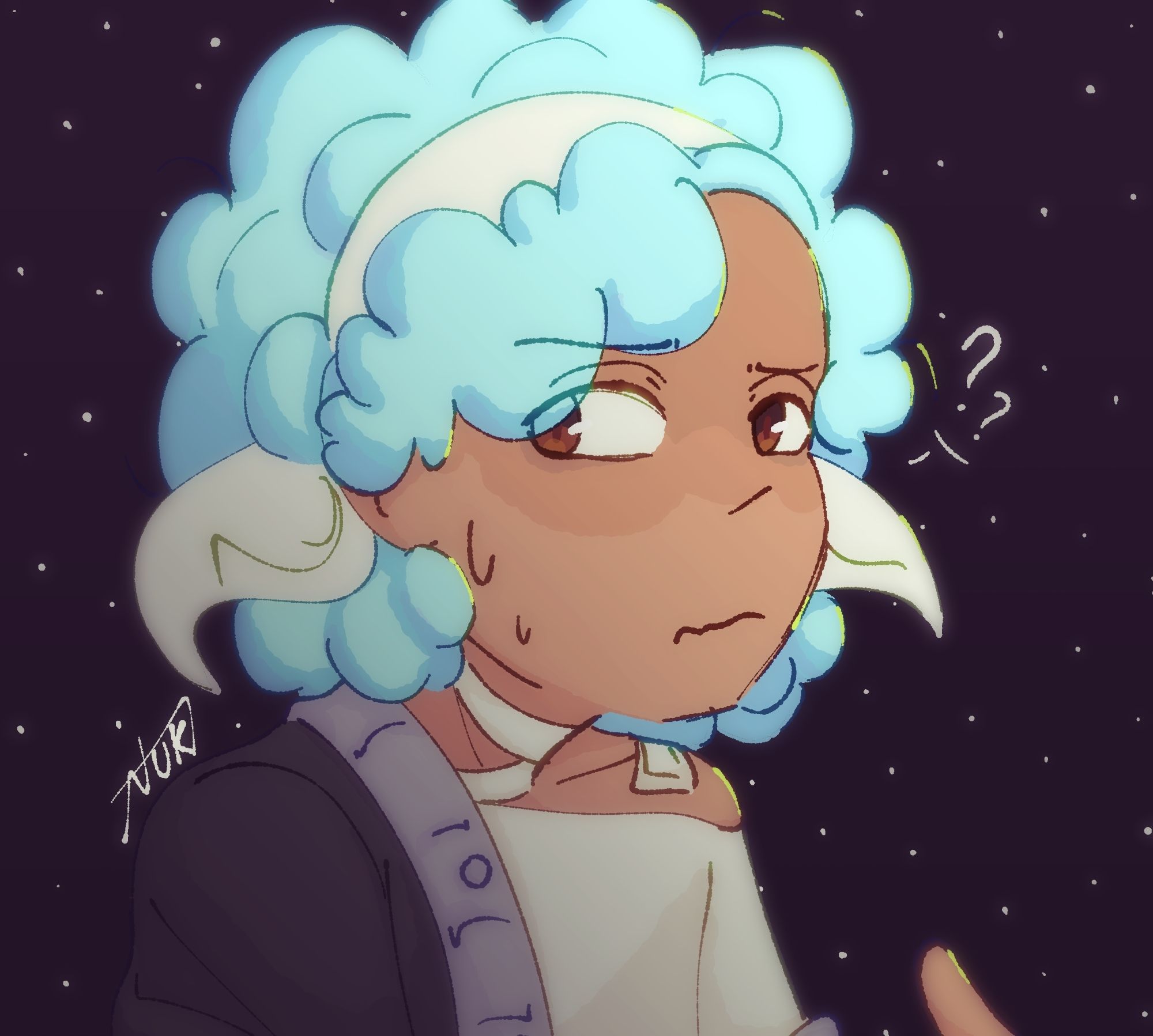 Personagem confuso no meio do espaço, também de alguém do Artfight