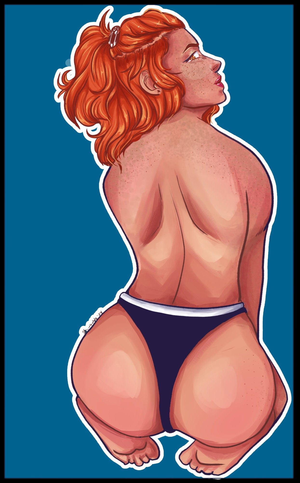 character pin up in a high waisted panty