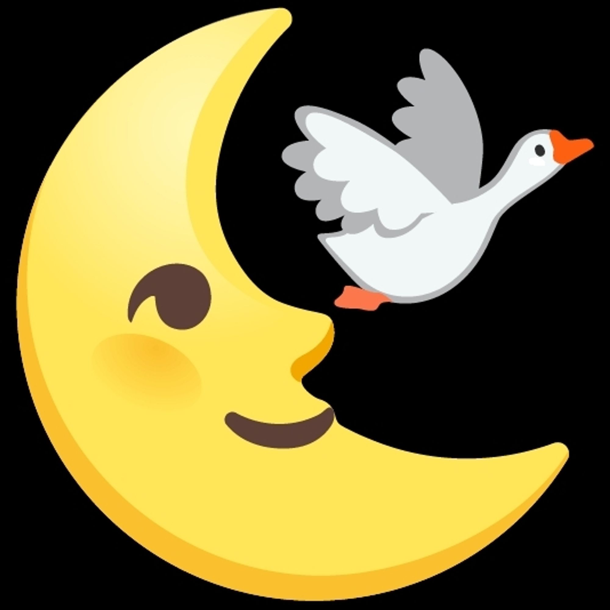 Emoji mashup bei dem die Gans vom Mond wegfliegt