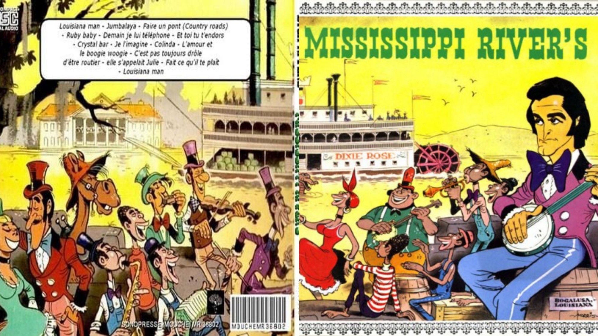 Pochette de l'album Mississipi River's de Dick River, illustrée par Morris.