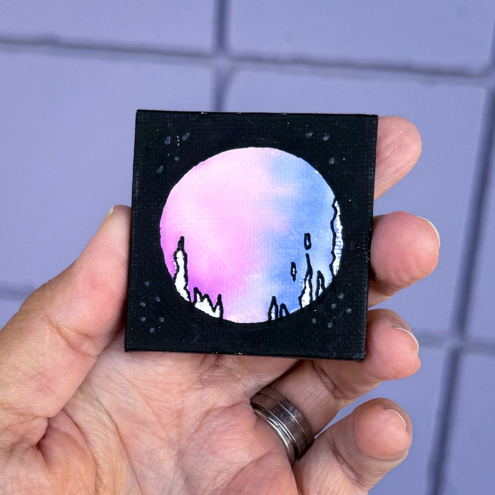 Spacey scene on a tiny canvas