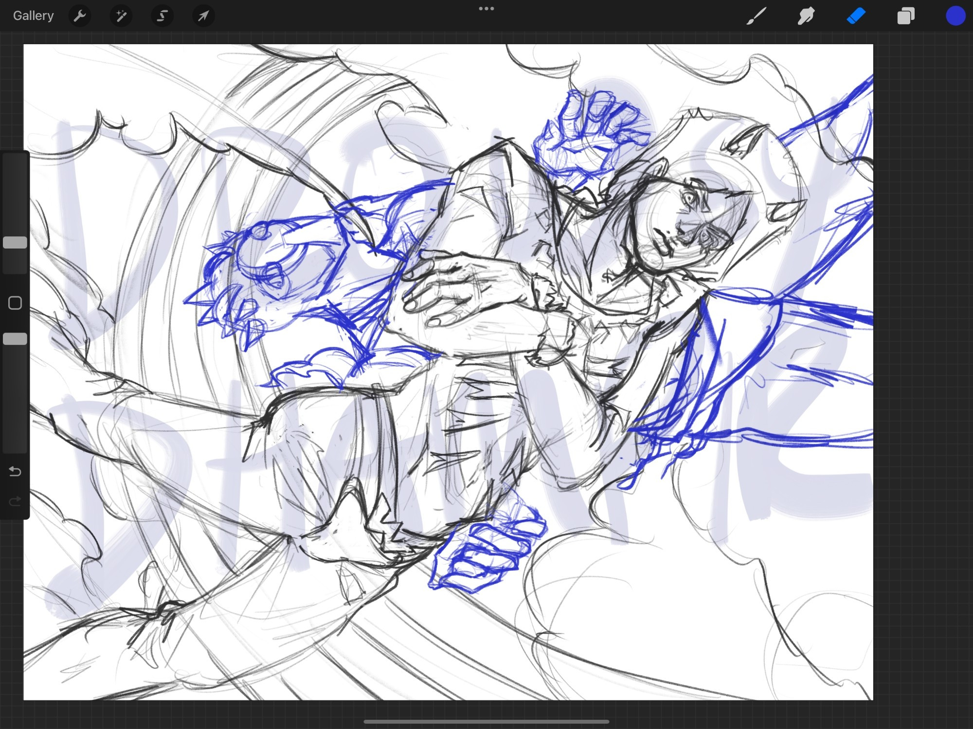 Weather report and heavy weather from JoJo's bizarre adventure floating in the sky with a rainbow sketch.