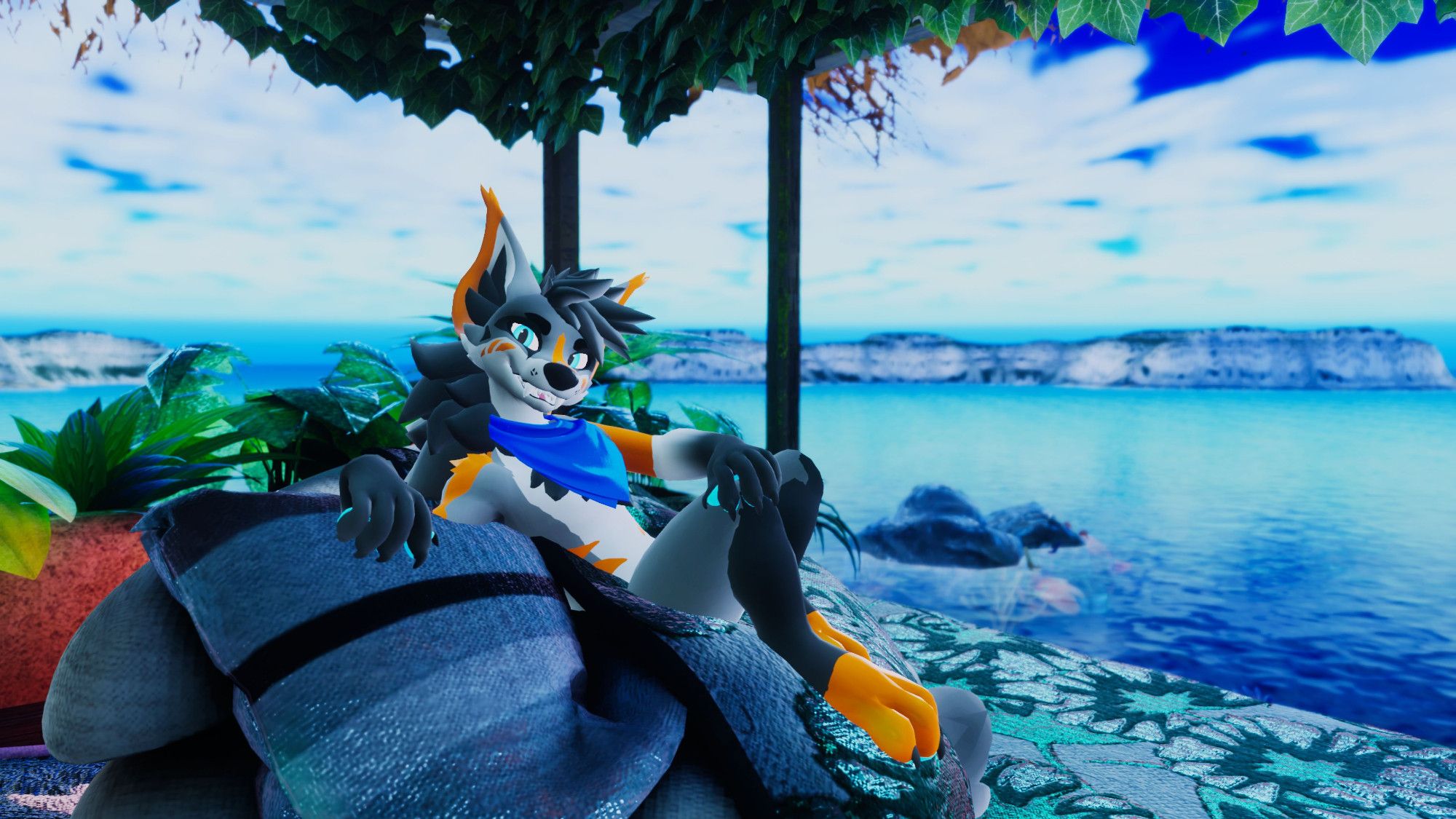 me chilling in VRC on a couch