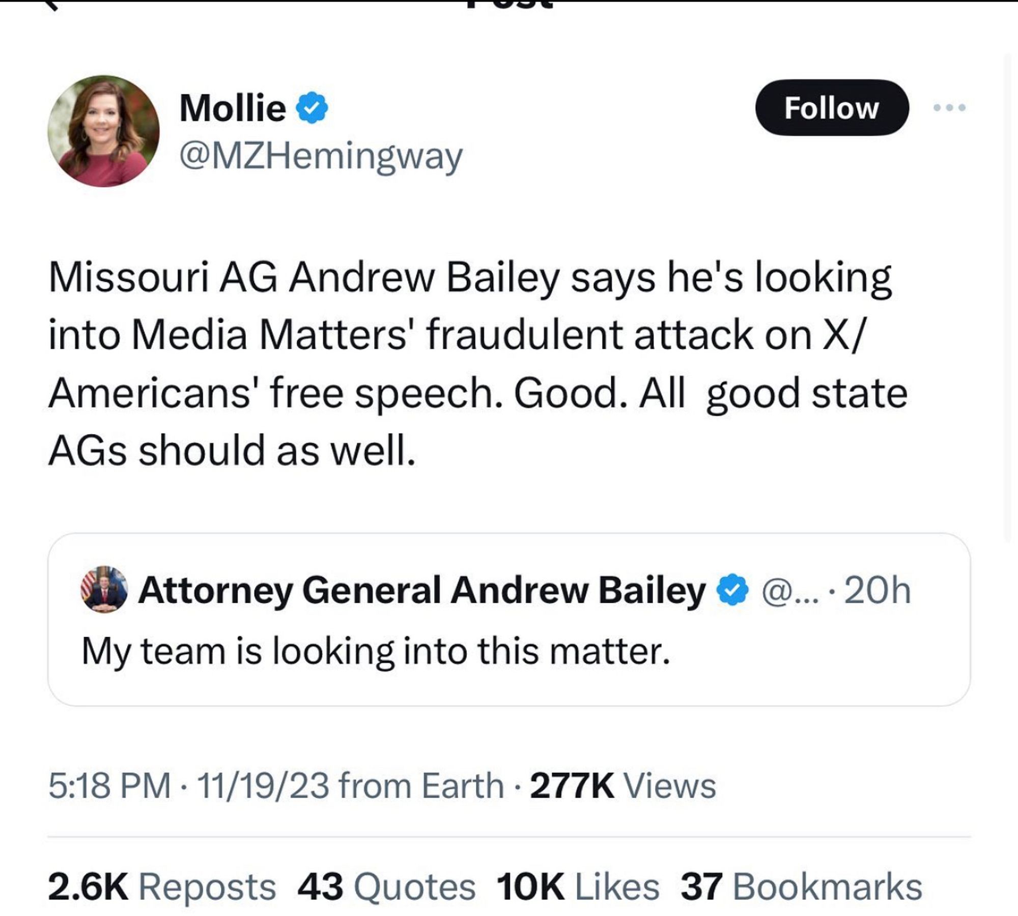 It’s a Mollie Hemingway tweet. I’ll spare you the stupidity