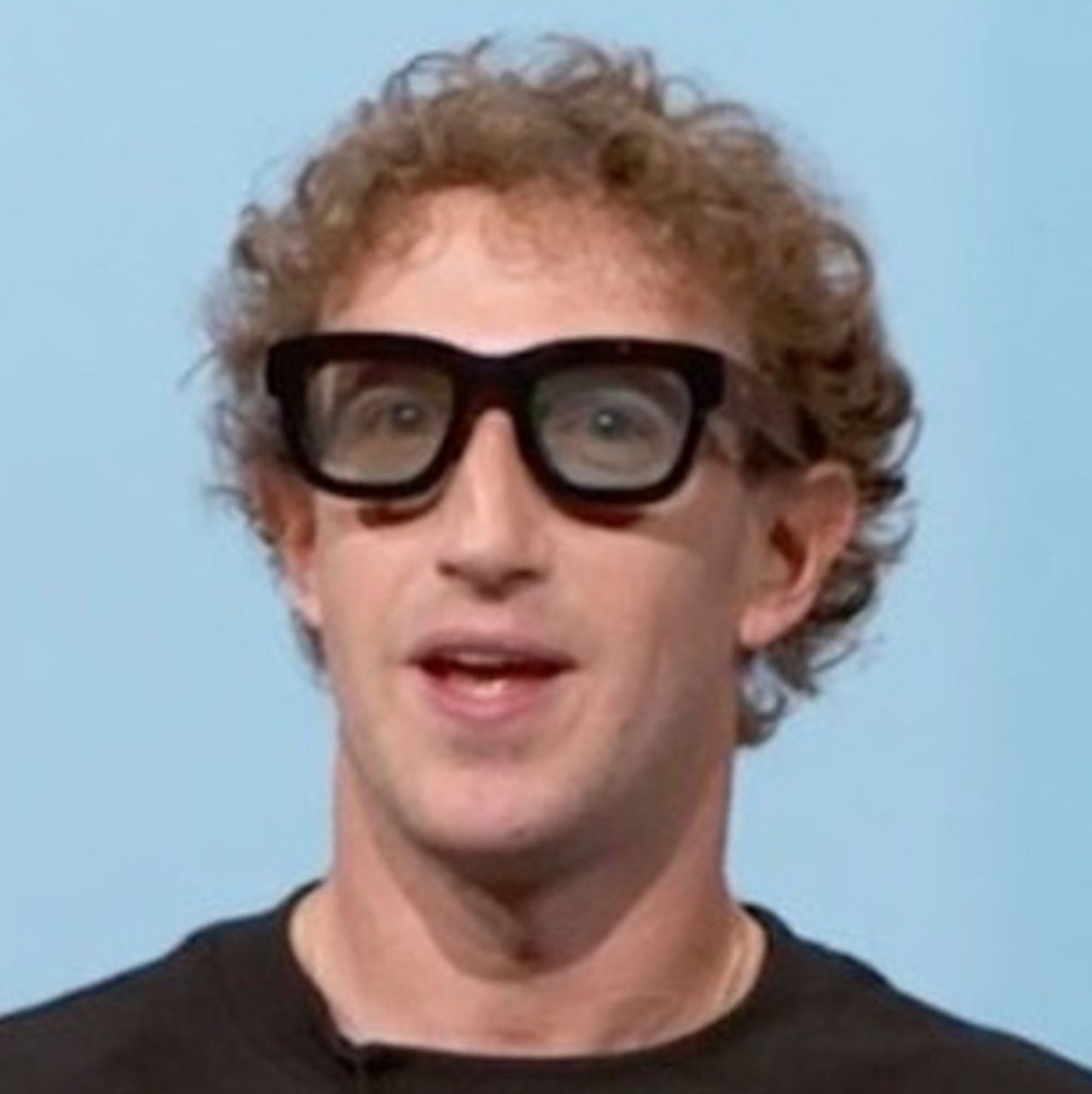 Zuckerberg in some comically large AI glasses