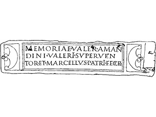 The inscription on the Sarcophagus identifies its original occupant.

MEMORIAE VALERI AMAN
DINI VALERI SVPERVEN
TOR ET MARCELLVS PATRI FECER

To the memory of Valerius Amandinus; Valerius Superventor and Valerius Marcellus made this for their father.