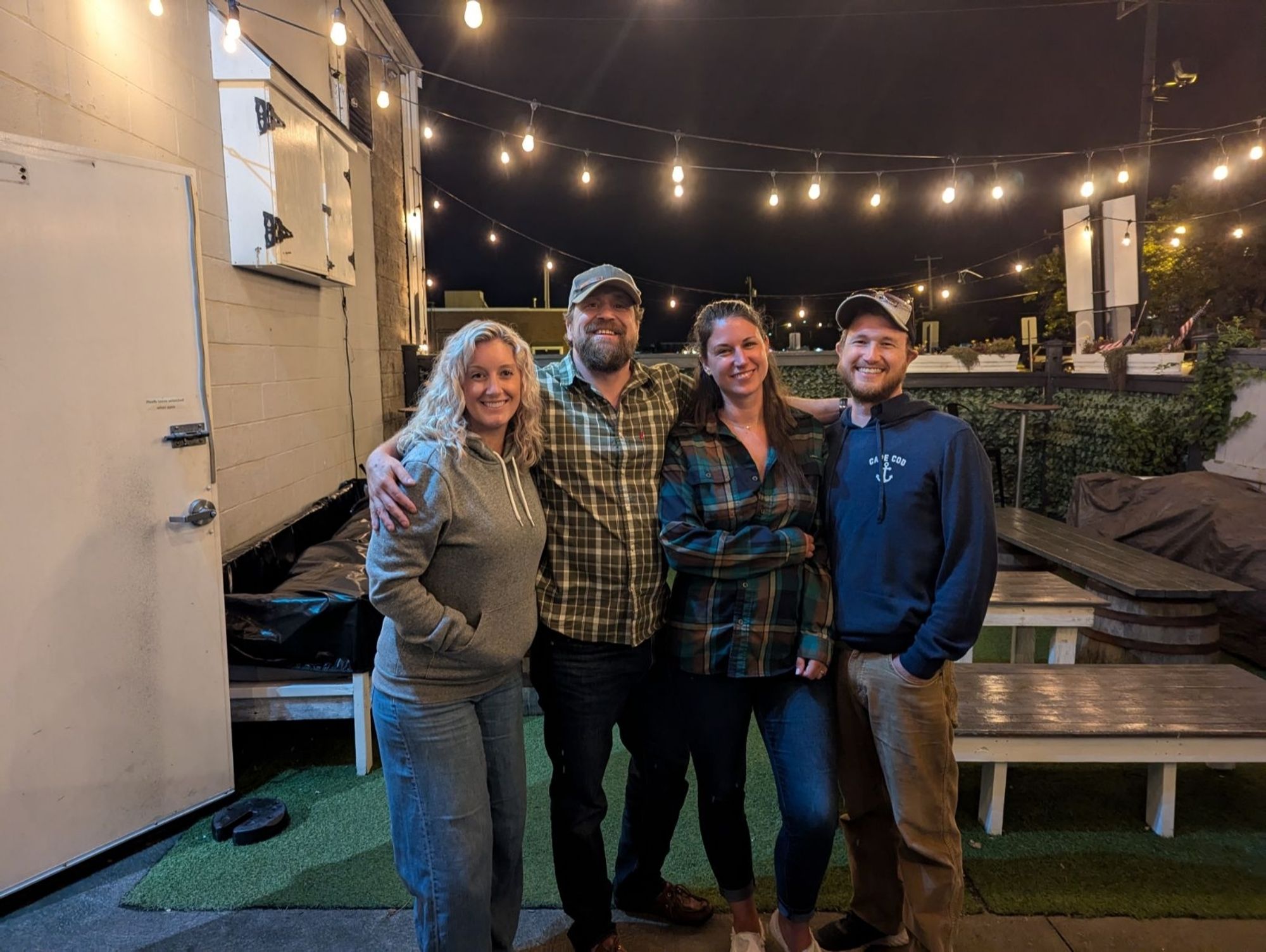 (from left to right) 
My adorable gf Nicki, Moi, Ashanotyara and Zachary Goodbarrel posing for a pic outside of a bar in fancy ass Cape Cod