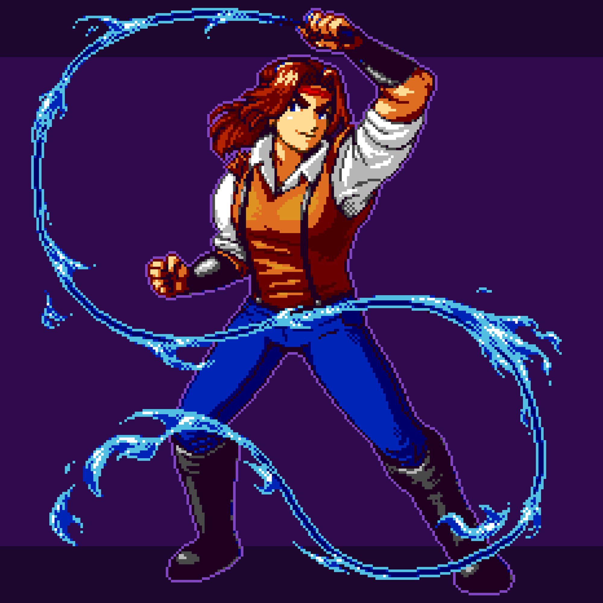 John Morris from Castlevania Bloodlines in a standing pose holding a fire whip.