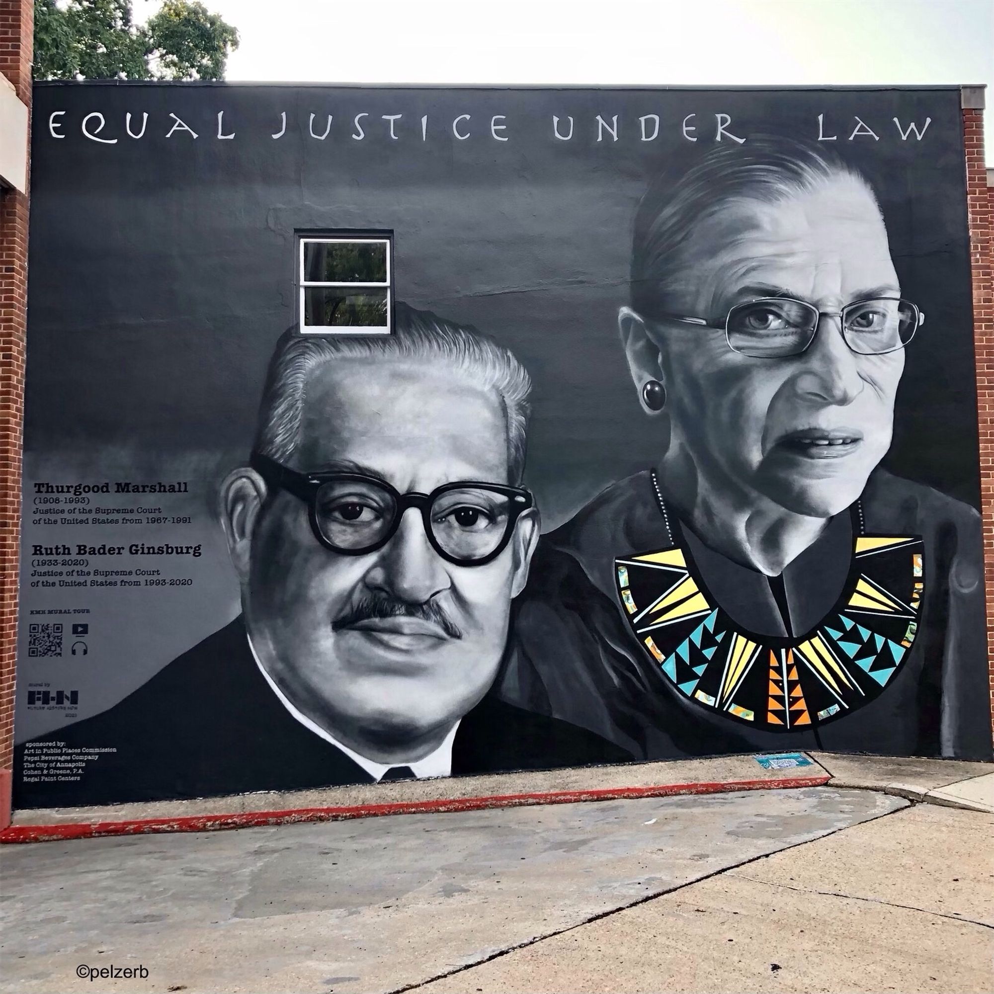 Mural of two former US Supreme Court justices. Located across from the Anne Arundel county courthouse. Annapolis, Maryland, USA. 08/05/24.