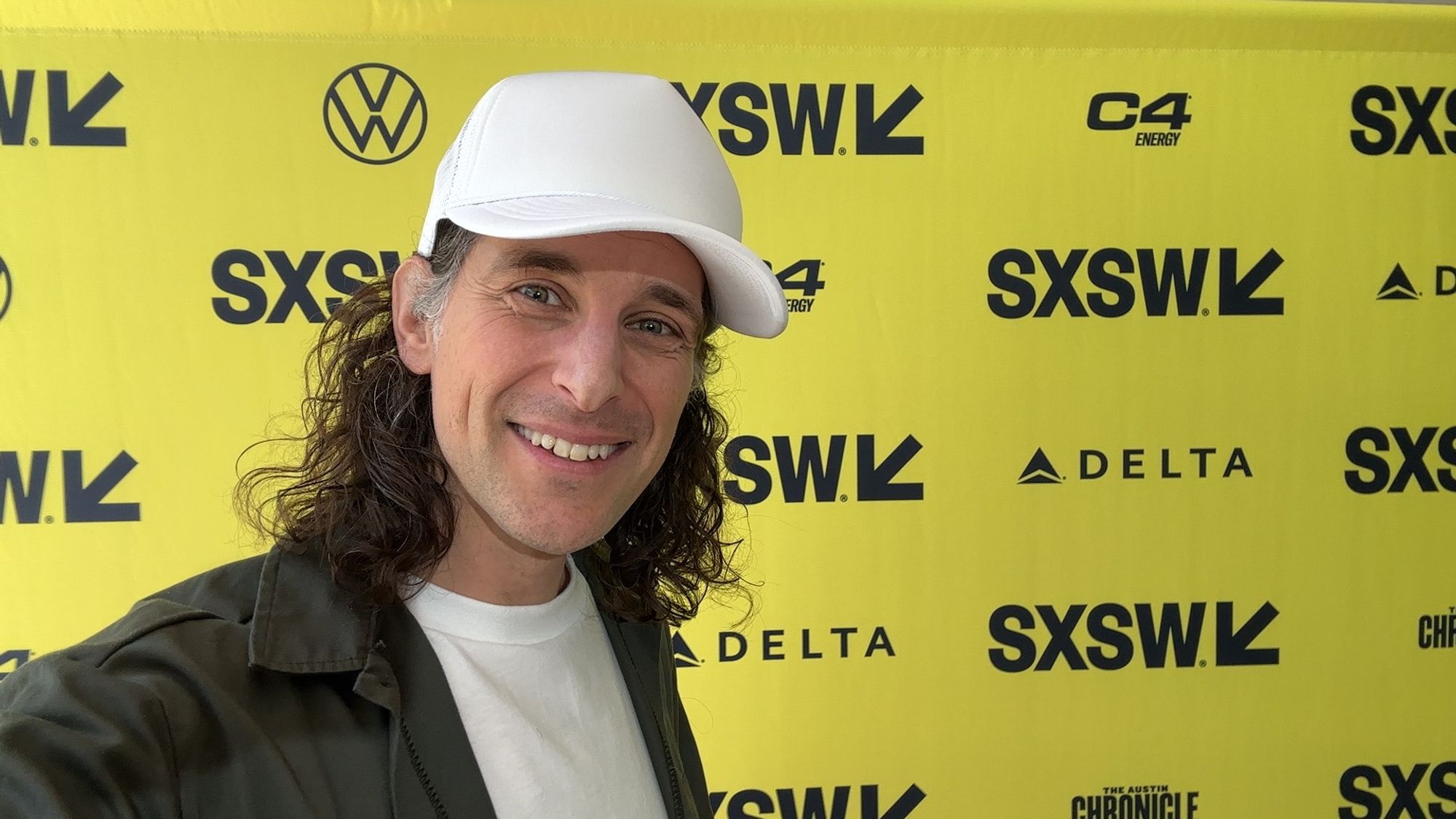 Joe Grand taking a selfie on the red carpet at SXSW 2024, Austin, TX