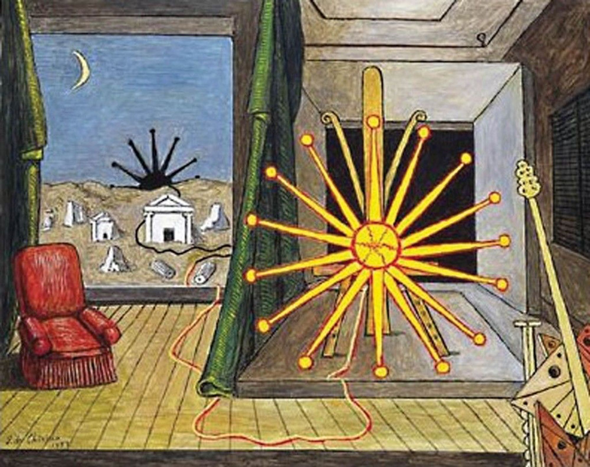 Giorgio de Chirico's painting "Sun on the Easel" (same name, different painting as previous)