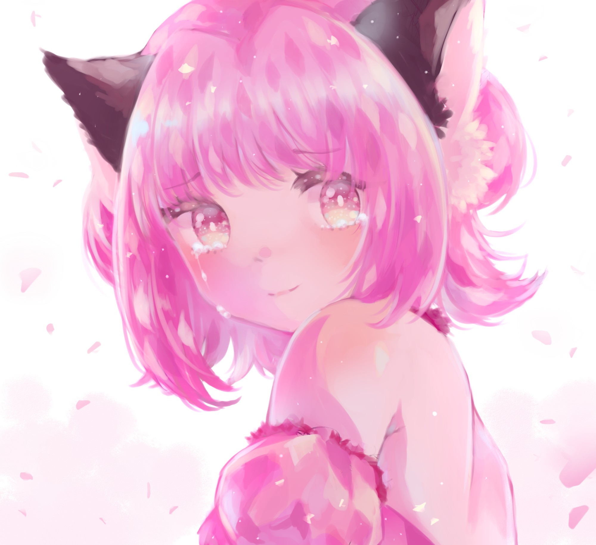 art, anime, manga, tokyo mew mew, mew ichigo, mew strawberry, nekomimi, cat, pink haired cat, portrait