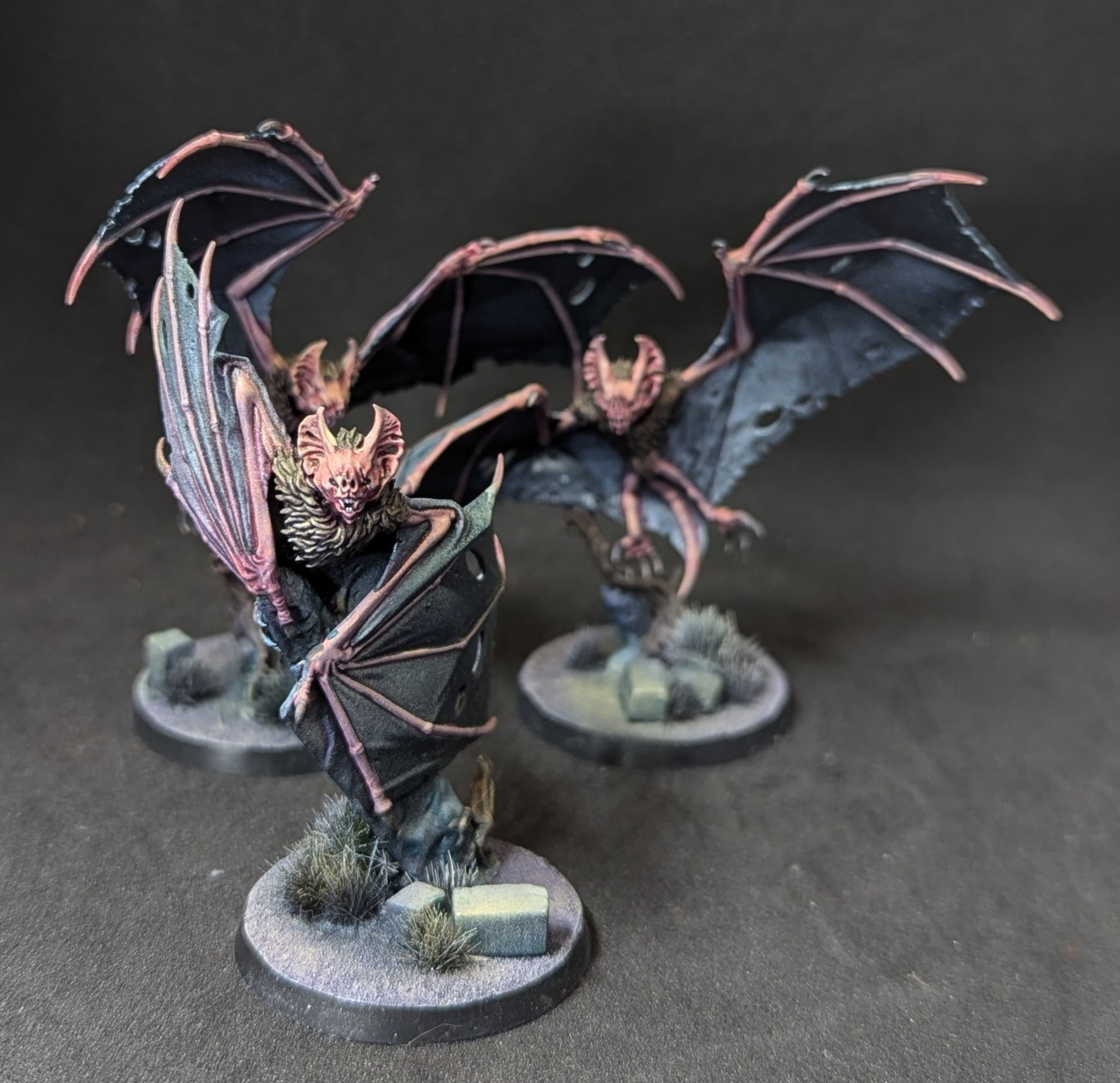 Photo of 3 Fel Bat miniature figures from Games Workshop's Age of Sigmar range