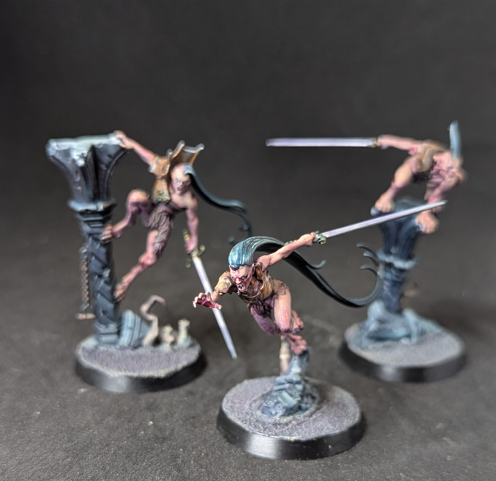 A photo of 3 Vyrkos Blood Born miniature figures from Games Workshop's Age of Sigmar range