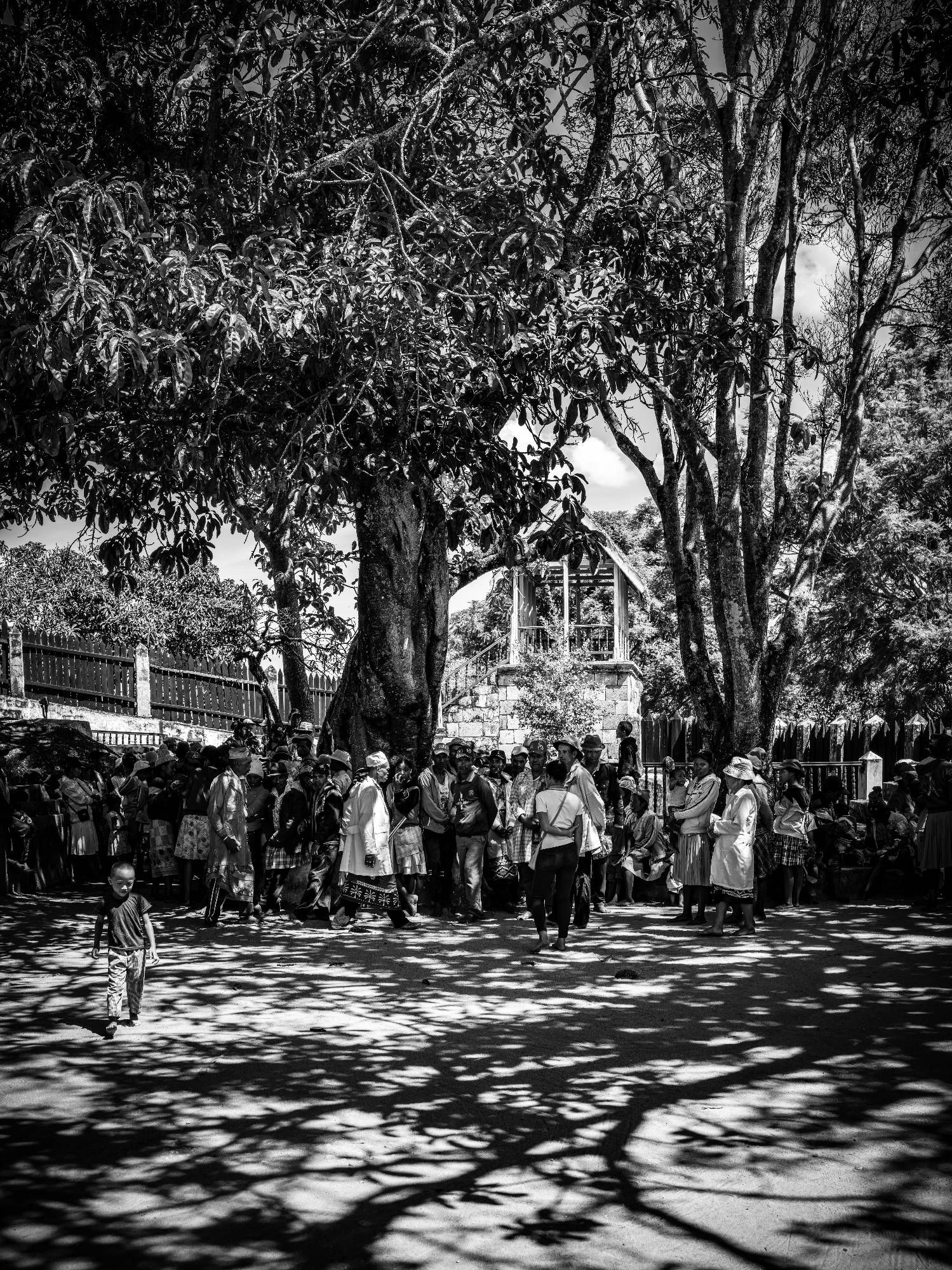 Pilgrims gather after making offerings at The Rova of Antananarivo, "The King's Palace", near Antananarivo.