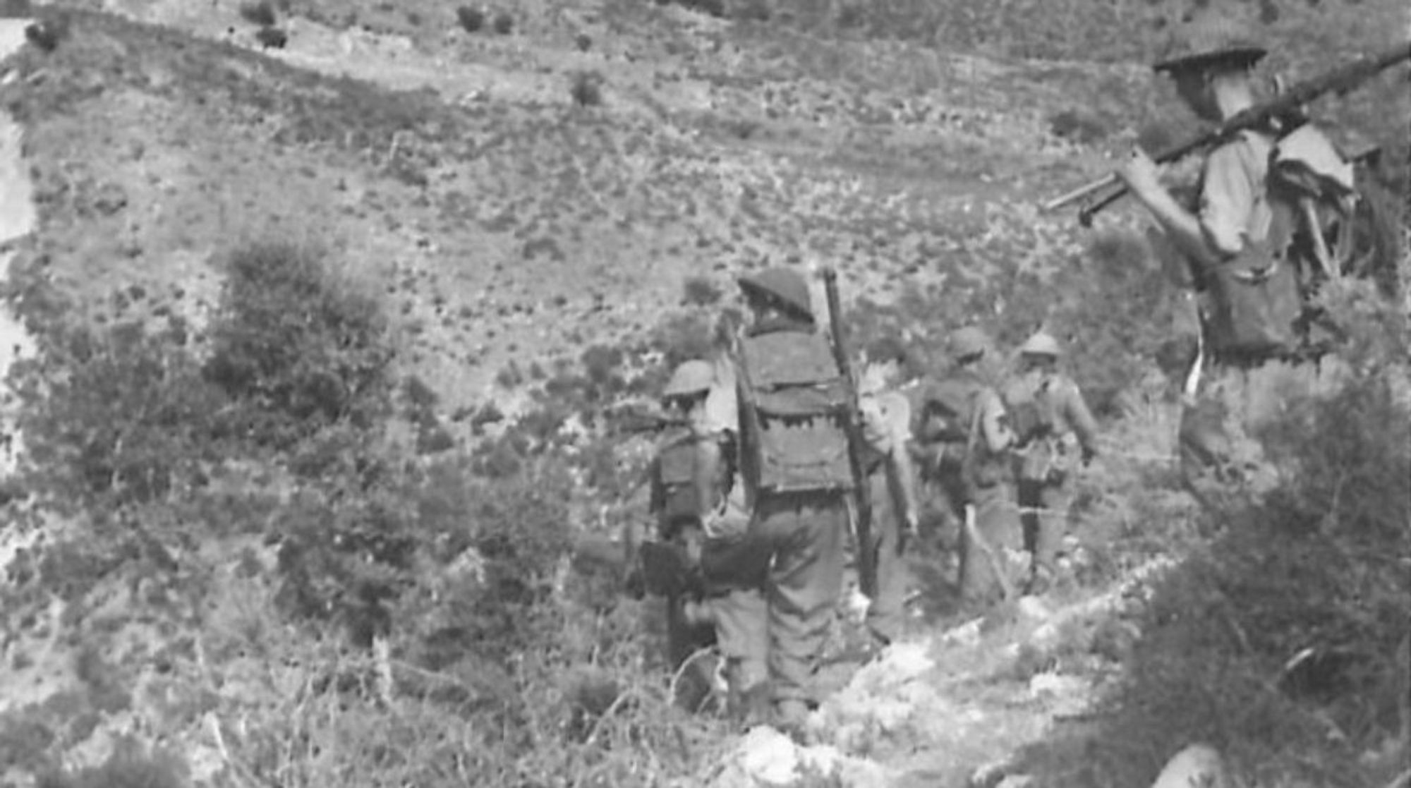 A patrol heading out into the mountains during Operation Mercerised.