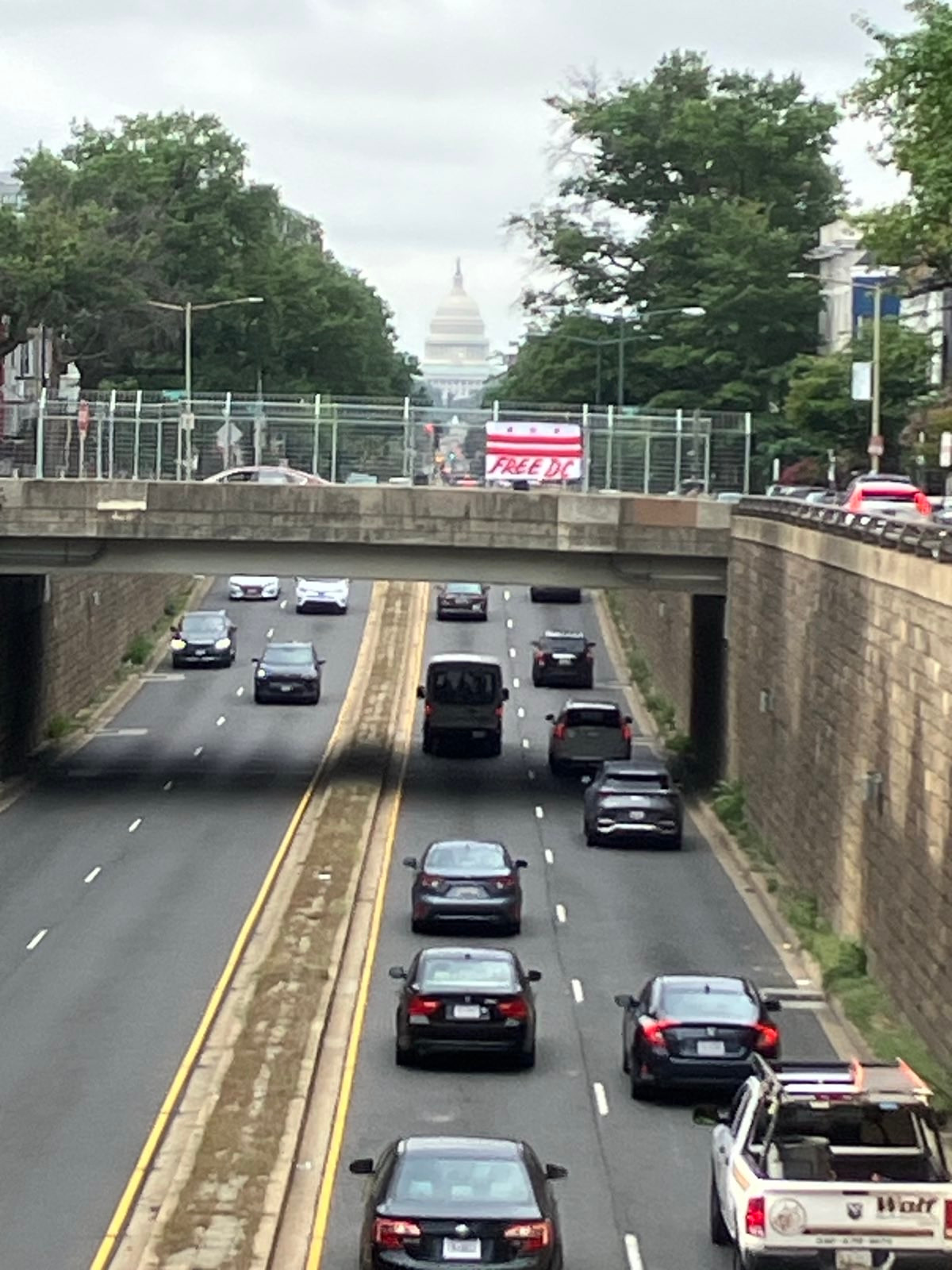 Free DC on overpass in front of US Capitol