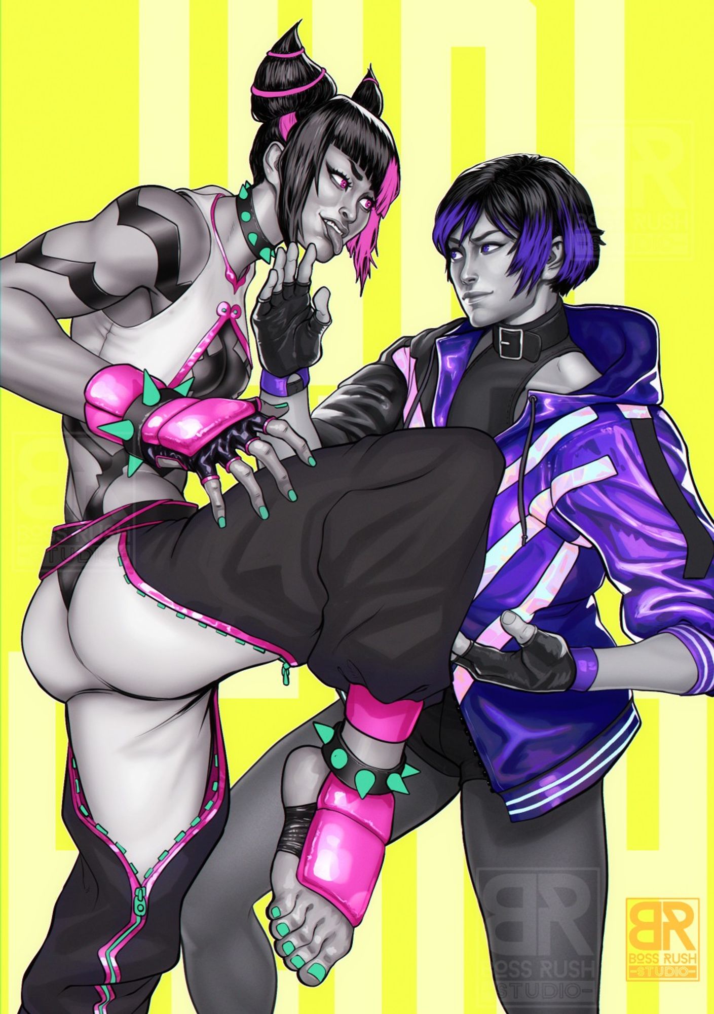 Juri from street fighter vs Reina from tekken. my art.