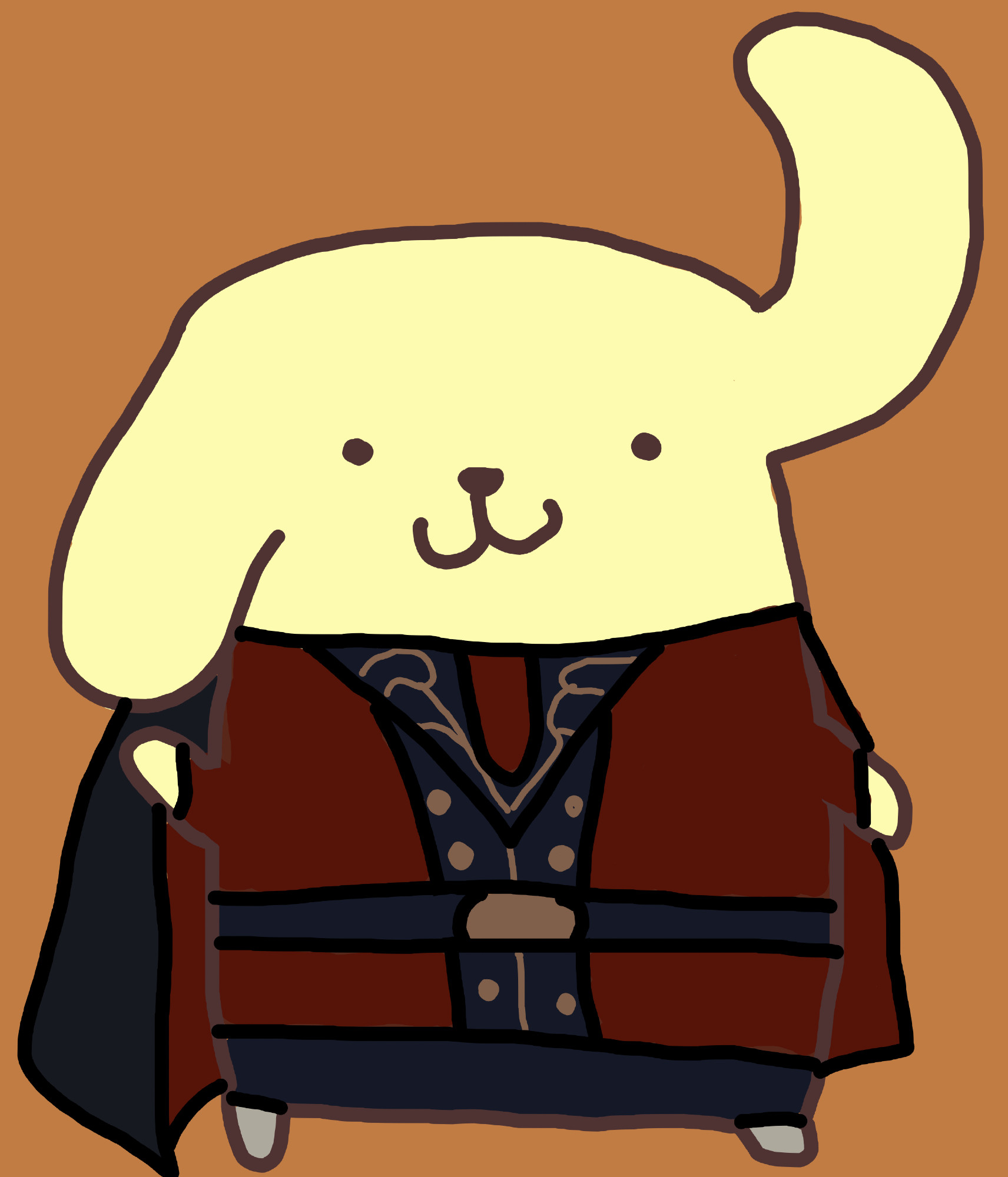 a digital drawing of pompompurin dressed as ferdinand von aegir (post timeskip) 