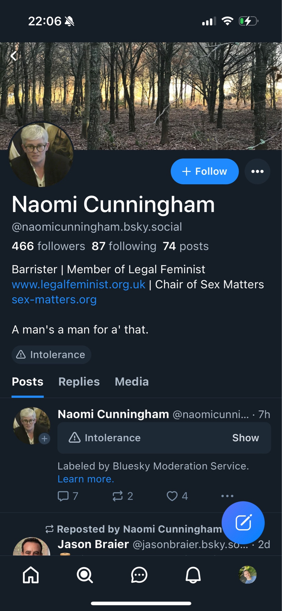 Naomi Cunningham
@naomicunningham.bsky.social
466 followers 87 following 74 posts
Barrister | Member of Legal Feminist www.legalfeminist.org.uk | Chair of Sex Matters sex-matters.org
A man's a man for a' that.