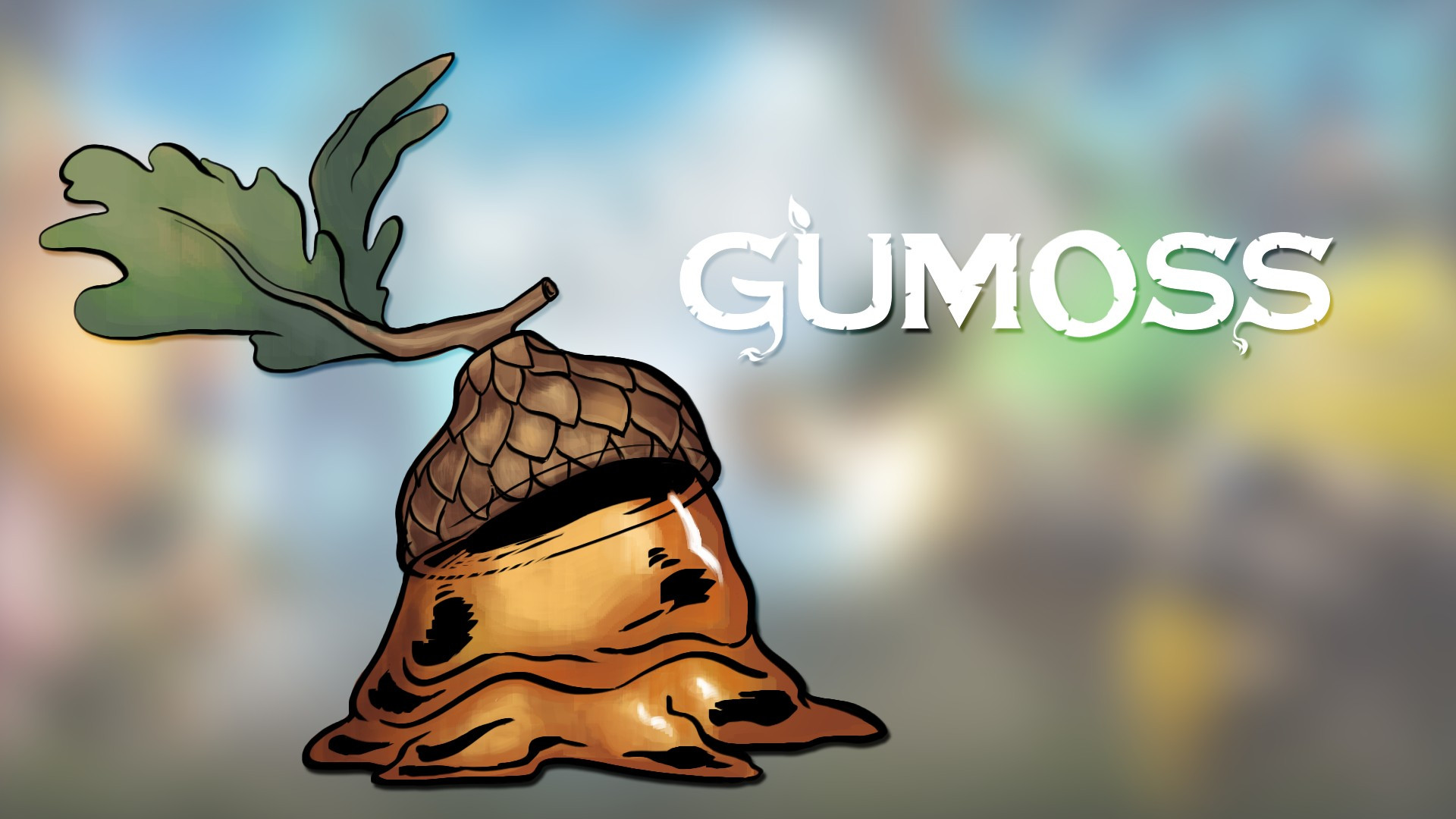 A realistic rendering of Gumoss, a Pal from the Palworld game. It is made of tree sap and has a little acorn cap with leaves for a hat.