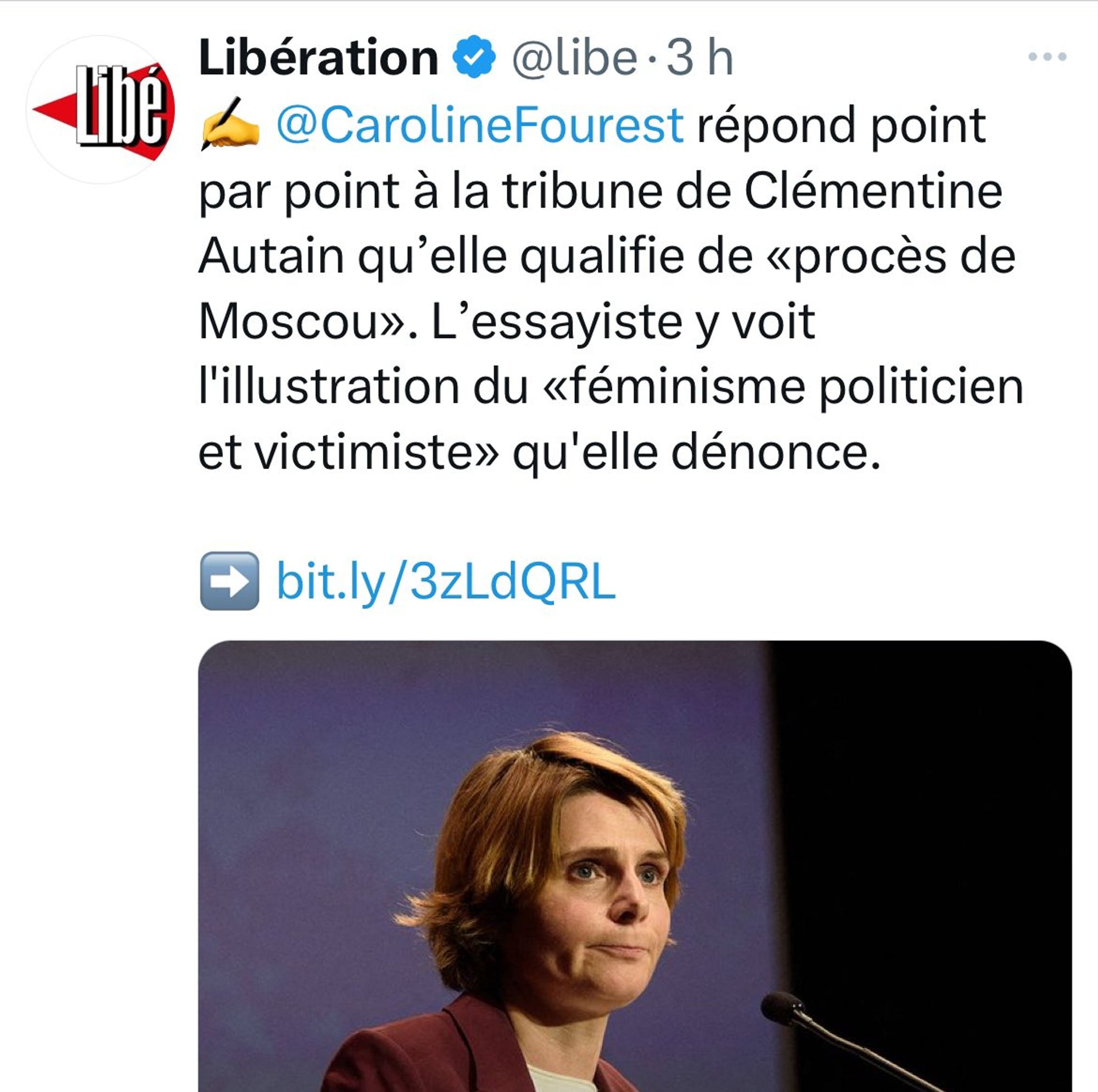 Articke de libération : Caroline fourest répond aux critiques