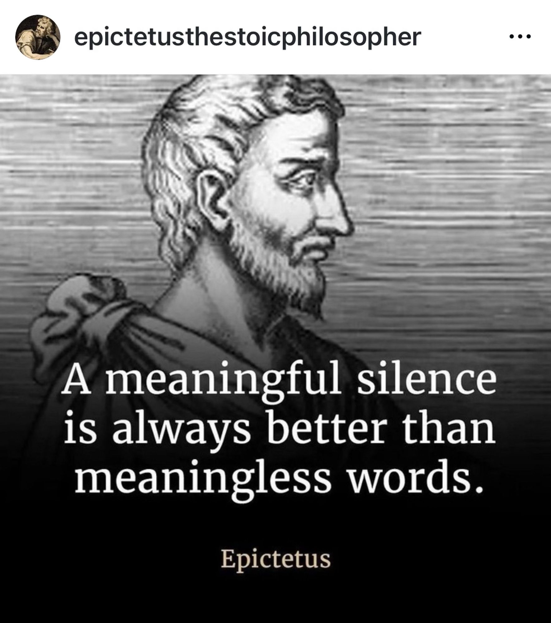 epictetusthestoicphilosopher
A meaningful silence is always better than meaningless words.
Epictetus