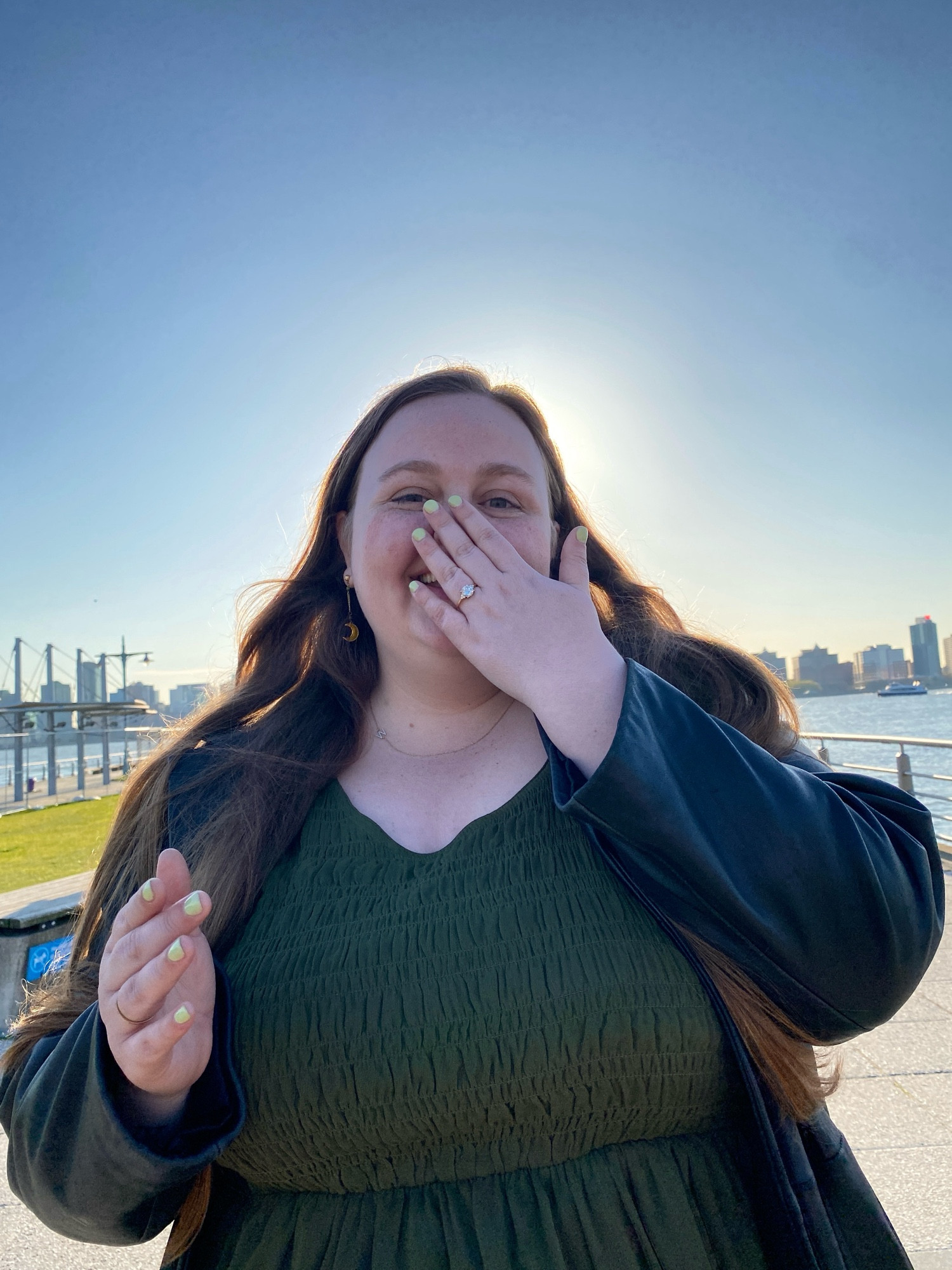 Very pretty girl with her new engagement ring