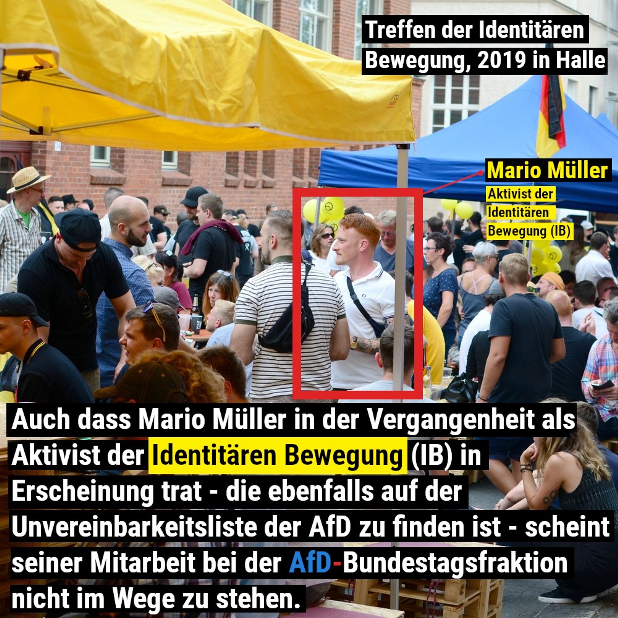 Mario Müller 2019 auf einem Fest der Identitären Bewegung in Halle