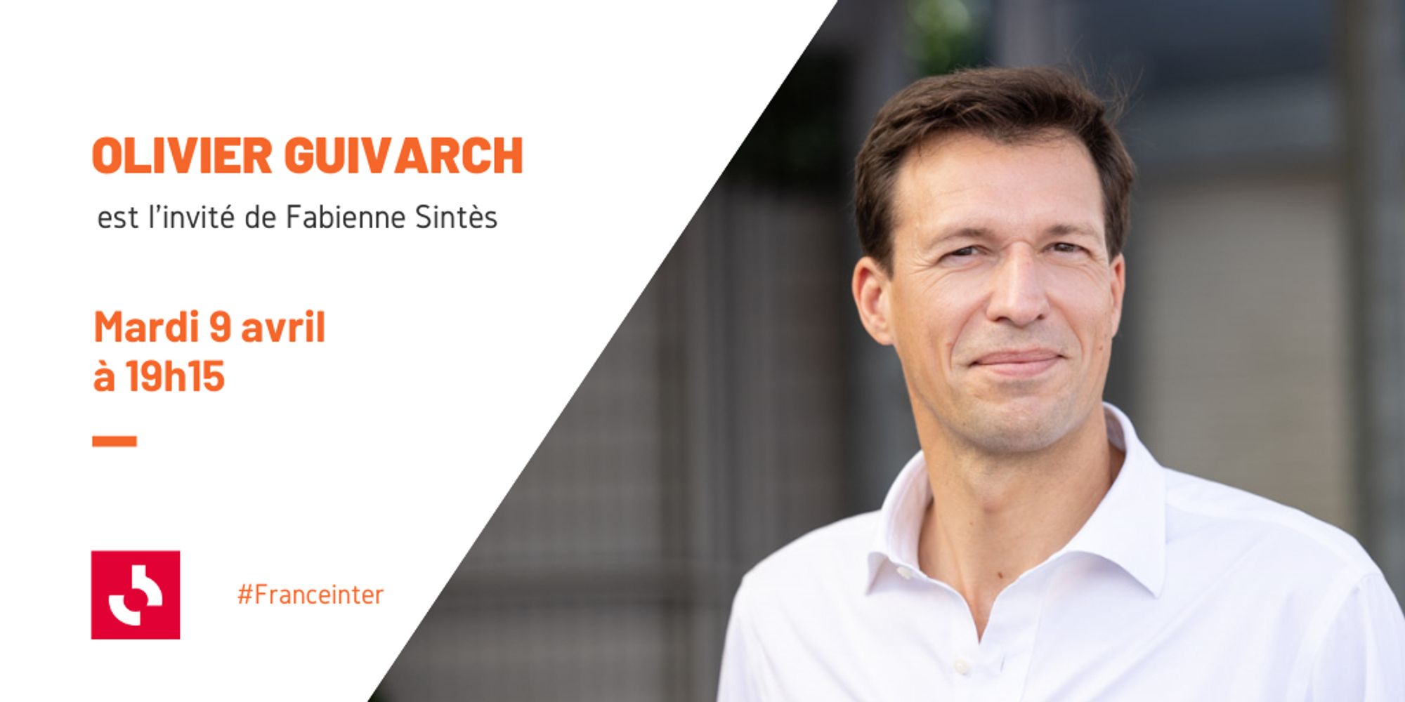 Olivier Guivarch (secrétaire national de la CFDT) est l'invité de Fabienne Sintès mardi 9 avril à 19h15 sur #Franceinter